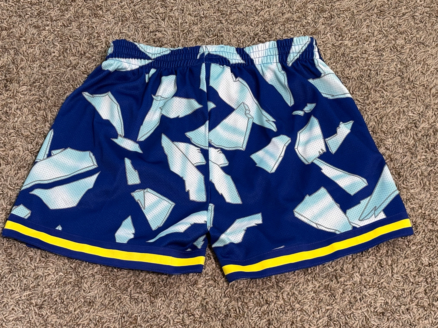 Denver Nuggets Mitchell & Ness Retro Blue Big Face Rim Glass Breaking Hardwood Classic Shorts Mens Medium M New NWOT