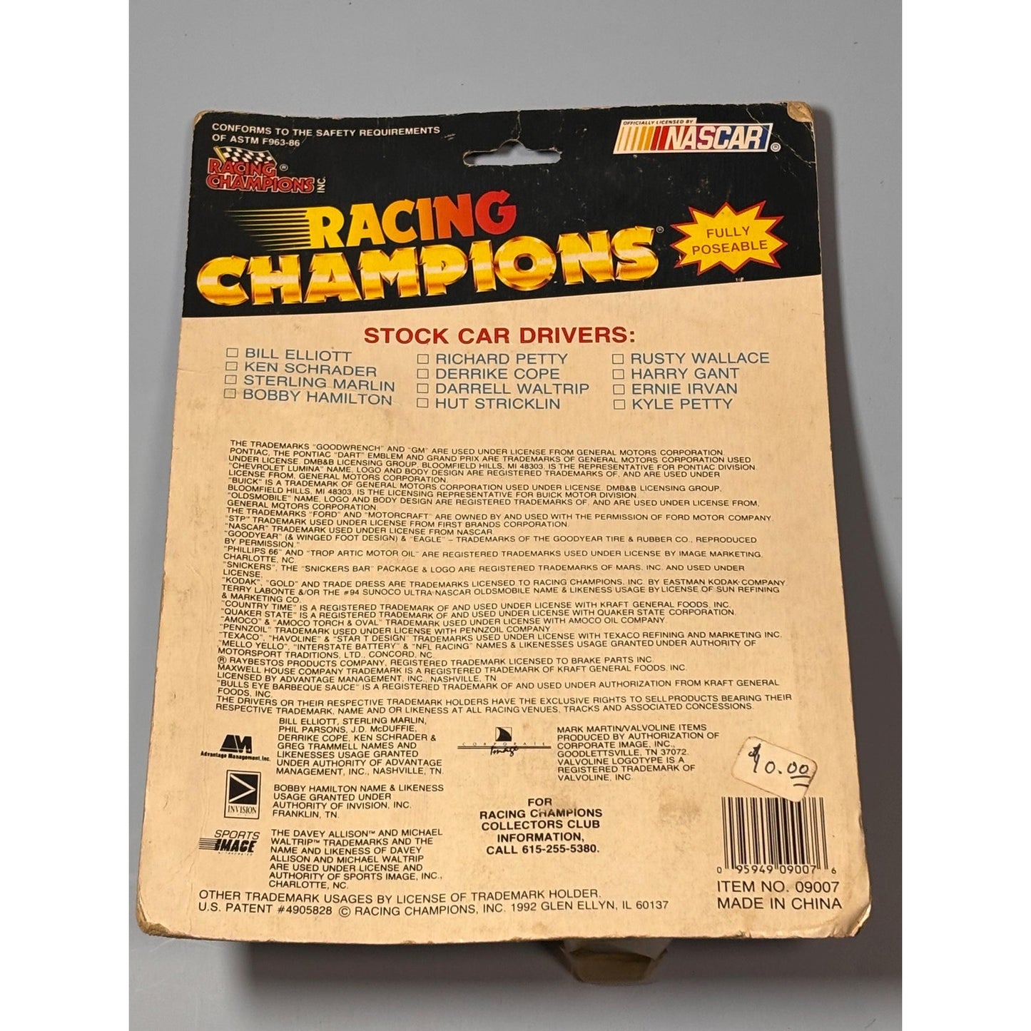 Racing Champions Hut Stricklin #12 Raybestos w/ Poseable Action Figure 1992