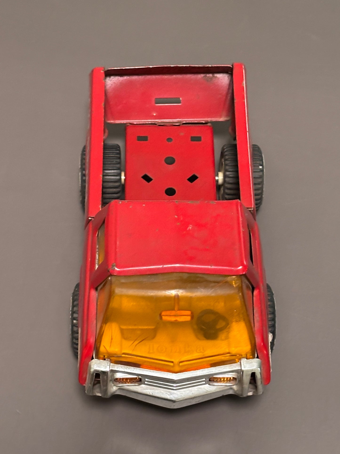 Vintage Tonka Red Tow Truck 24 hour service Interstate Safety Patrol vehicle 9”