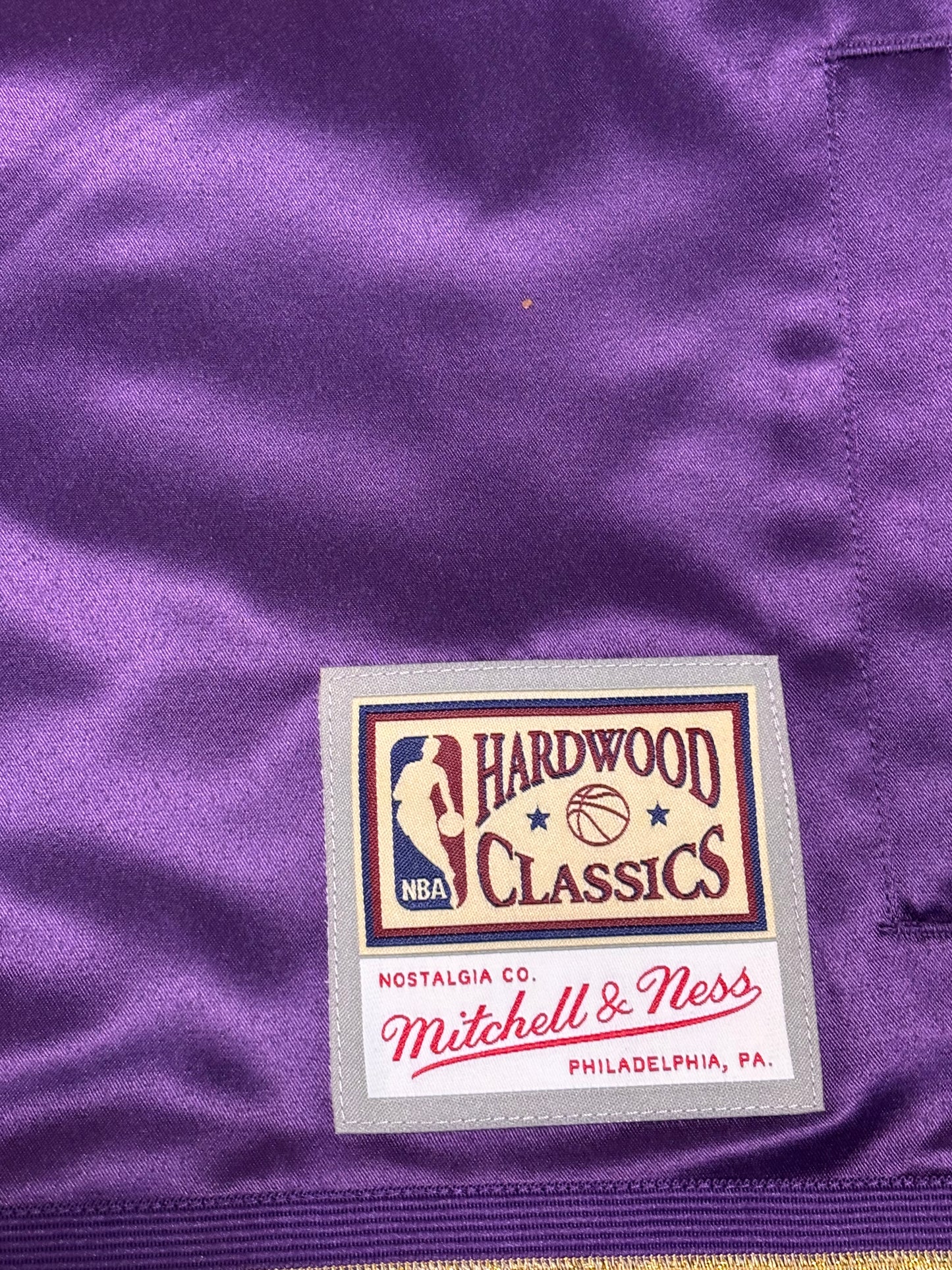 Los Angeles LA Lakers Mitchell & Ness HWC Hardwood Classic Chinese New Year 4.0 Full-Snap Shooting Shirt Purple Mens Large L New NWOT