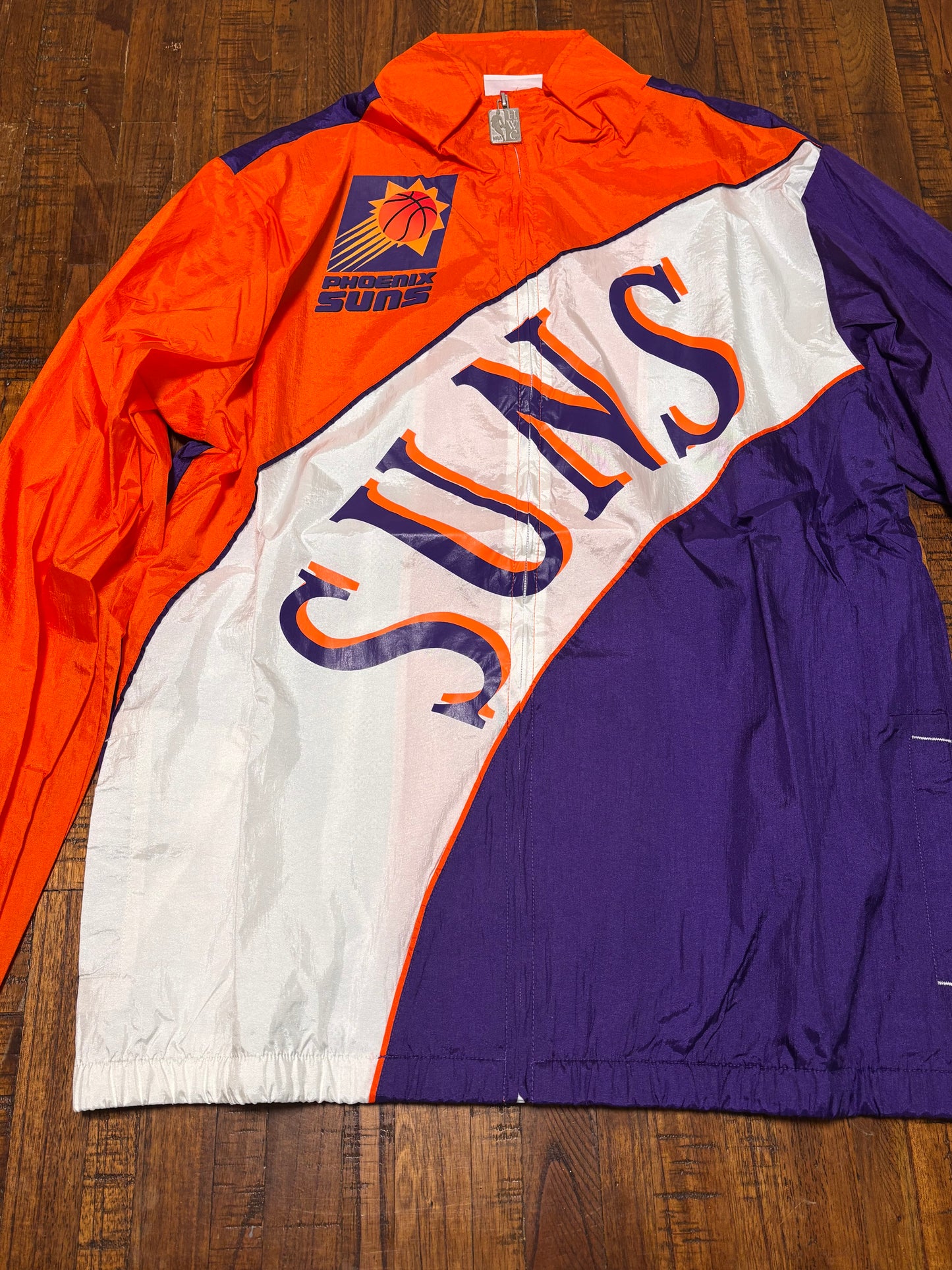 Phoenix Suns Mitchell & Ness NBA Retro Hardwood Classic HWC Lined Full-Zip Windbreaker Jacket White Orange Purple Mens L Large New NWOT