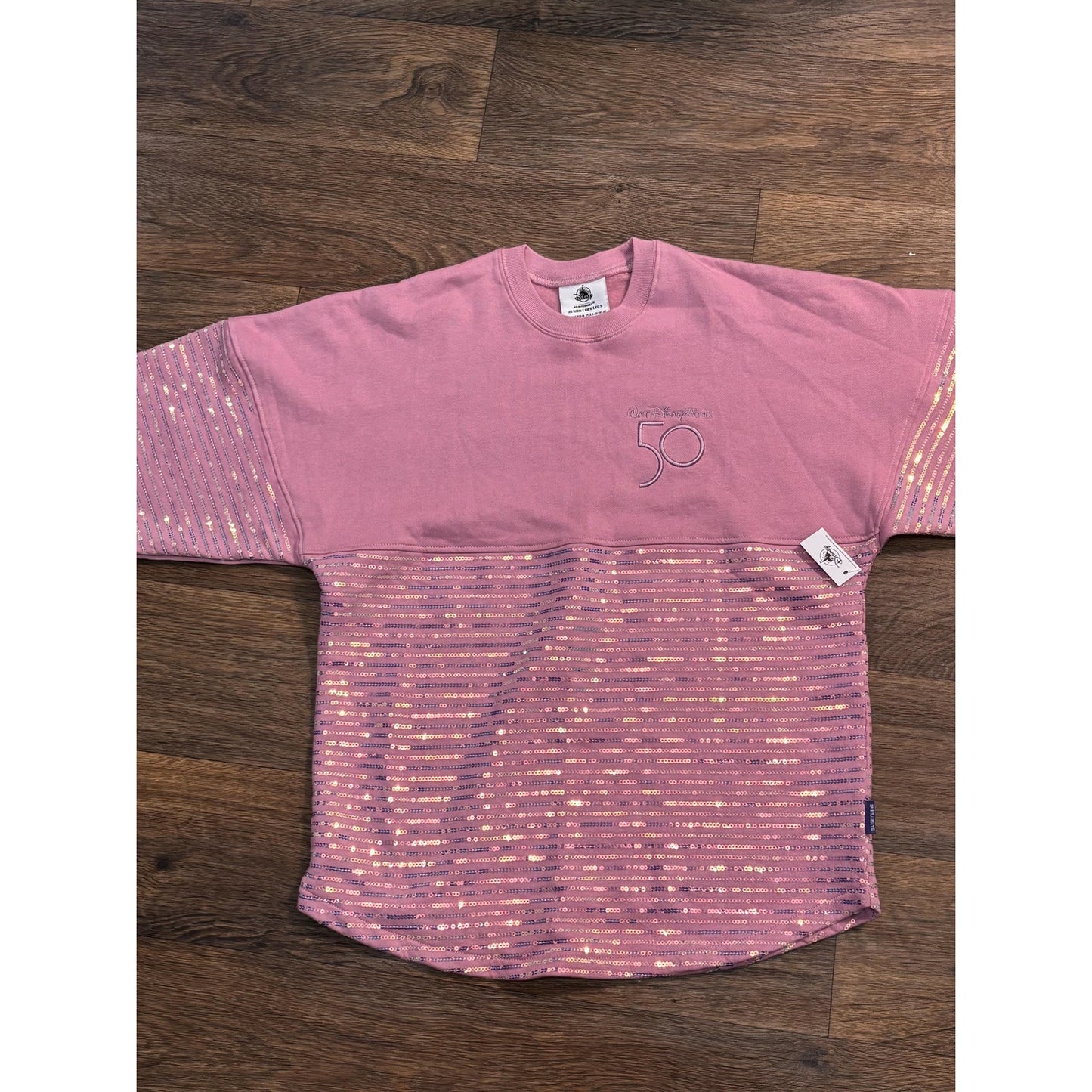 Disney Parks WDW 50th Anniversary Pink Iridescent Sequin Spirit Jersey XL Adult