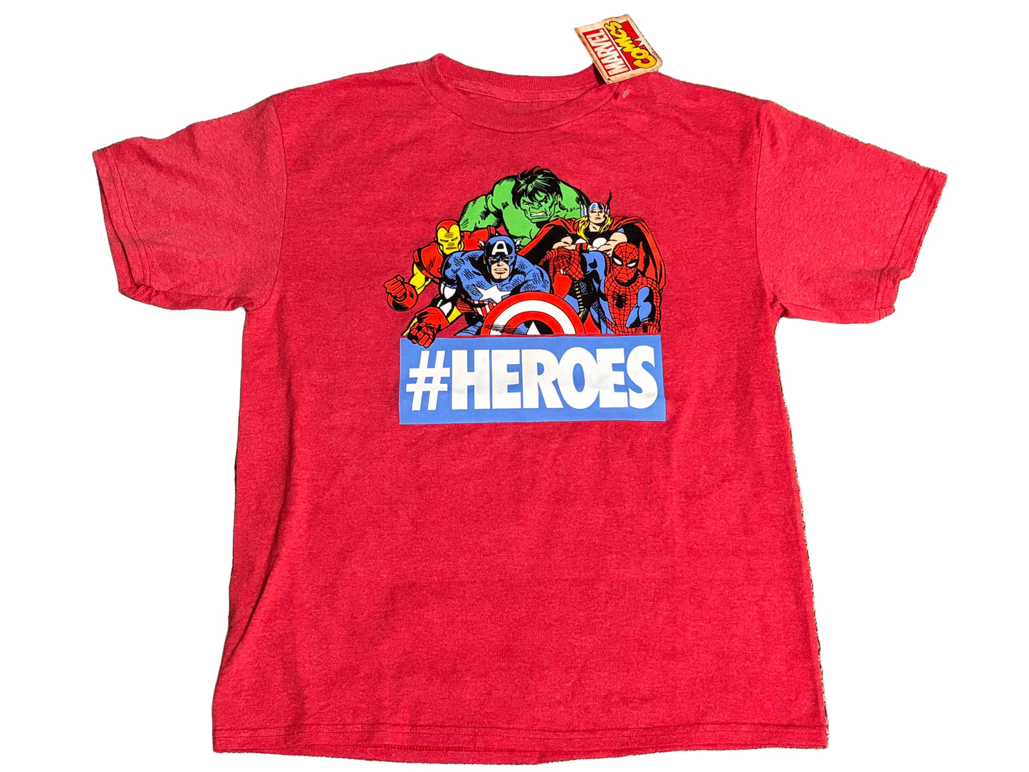 Marvel Kids Youth Boys Women #Heroes Red aj11Spider-Man Hulk Thor Captain America Iron Man T-Shirt Shirt L Large New NWT