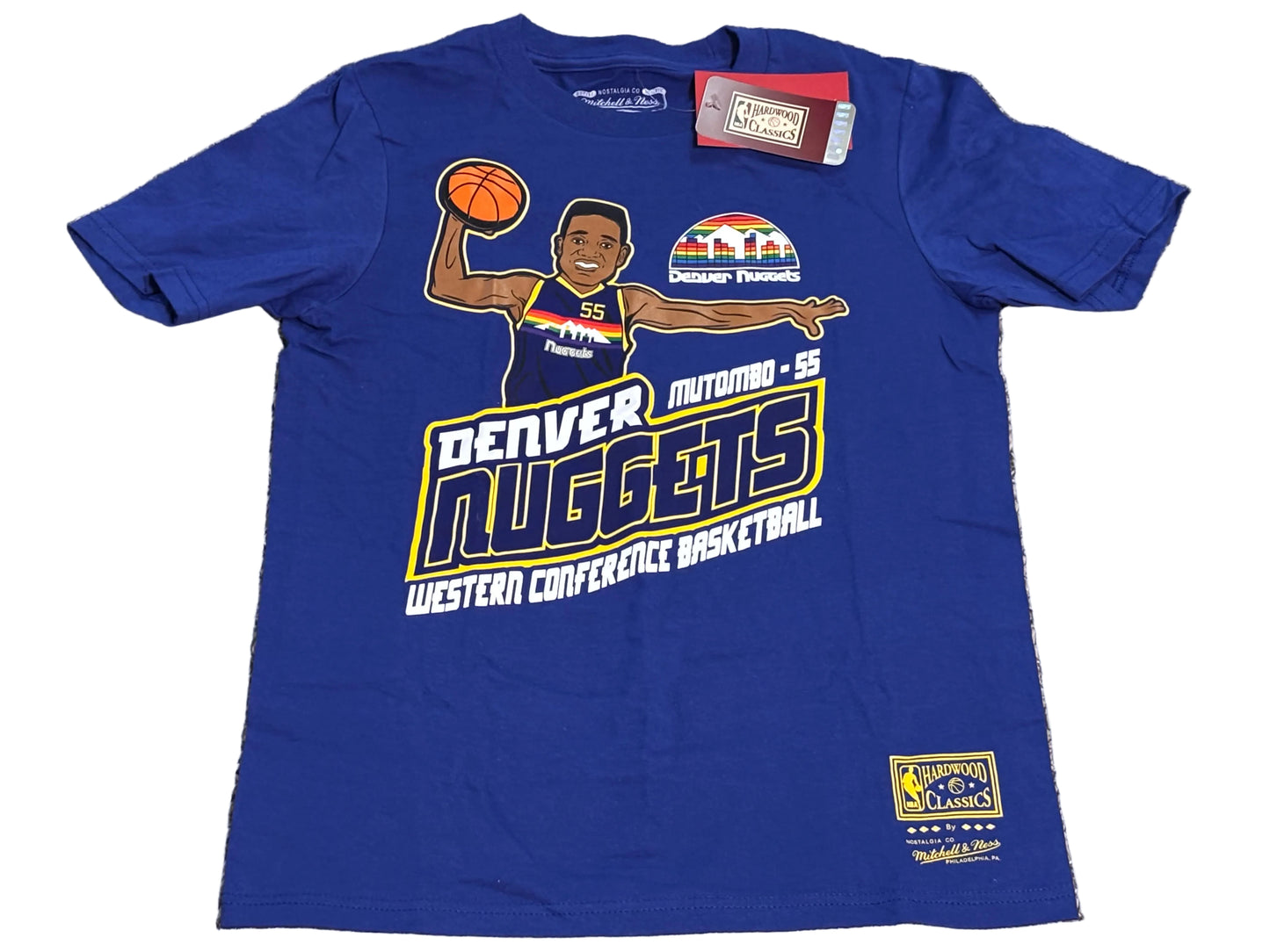 Dikembe Mutombo Denver Nuggets Mitchell & Ness 1991/92 Retro Hardwood Classics Swingman T Shirt Royal Blue Youth Kids Medium M 10/12 New NWT