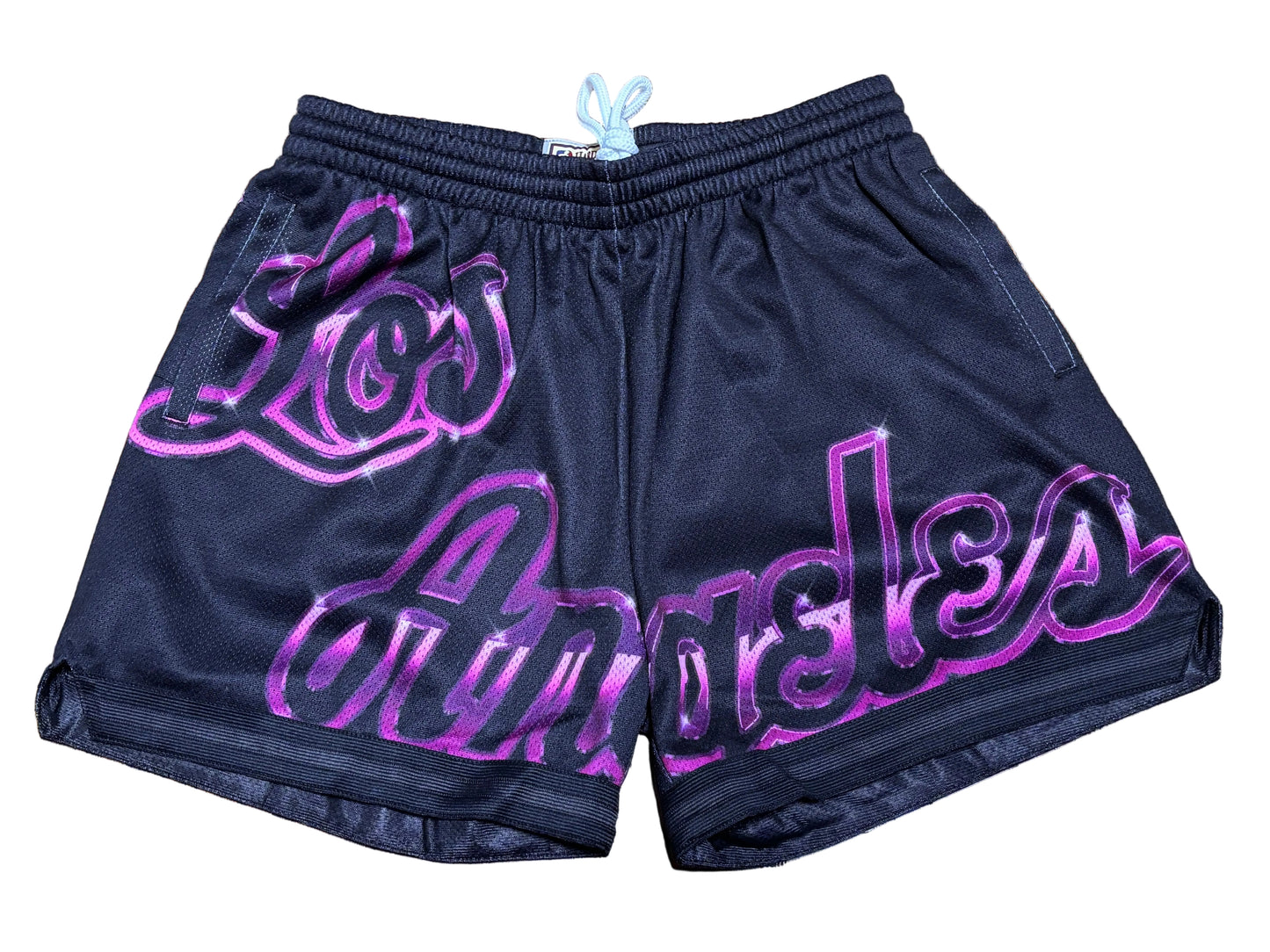 Los Angeles LA Lakers Mitchell & Ness NBA Retro Los Angeles Big Face 4.0 Shorts Black Purple Women’s Medium M New NWOT