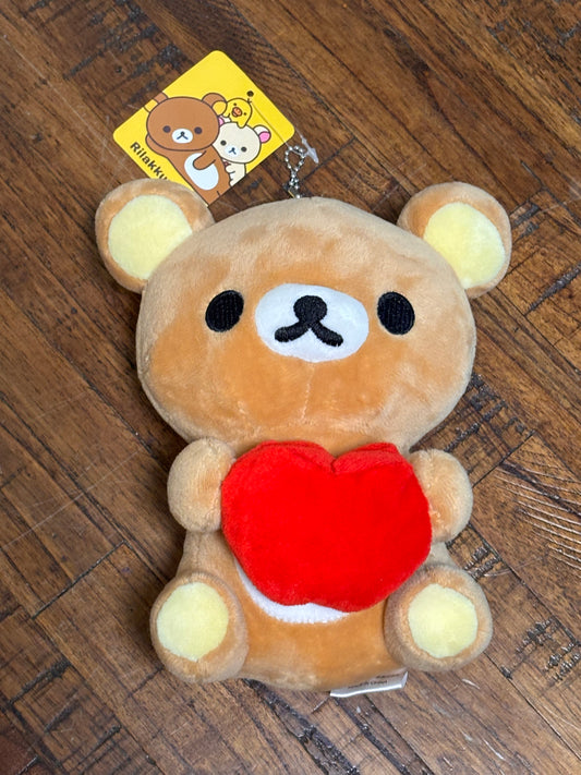 Hello Kitty San-X Rilakkuma Teddy Bear Valentine Heart w/ Pocket Plush Stuffed Animal 2017 8" New NWT Anime