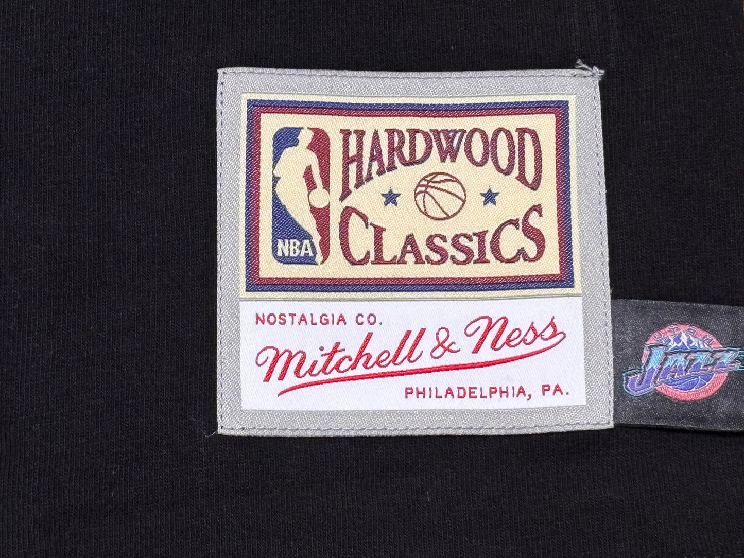 Utah Jazz Mitchell & Ness NBA Retro Hardwood Classic HWC Big Face 3.0 Short Sleeve Tee Shirt Black White Mens Large L New NWT