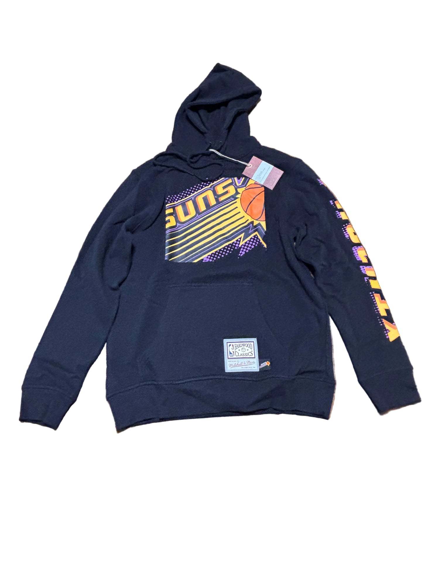 Phoenix Suns Mitchell & Ness NBA Retro Hardwood Classic HWC Big Face 7.0 Fashion Pullover Hoodie Sweat Shirt Black Mens L Large New NWT