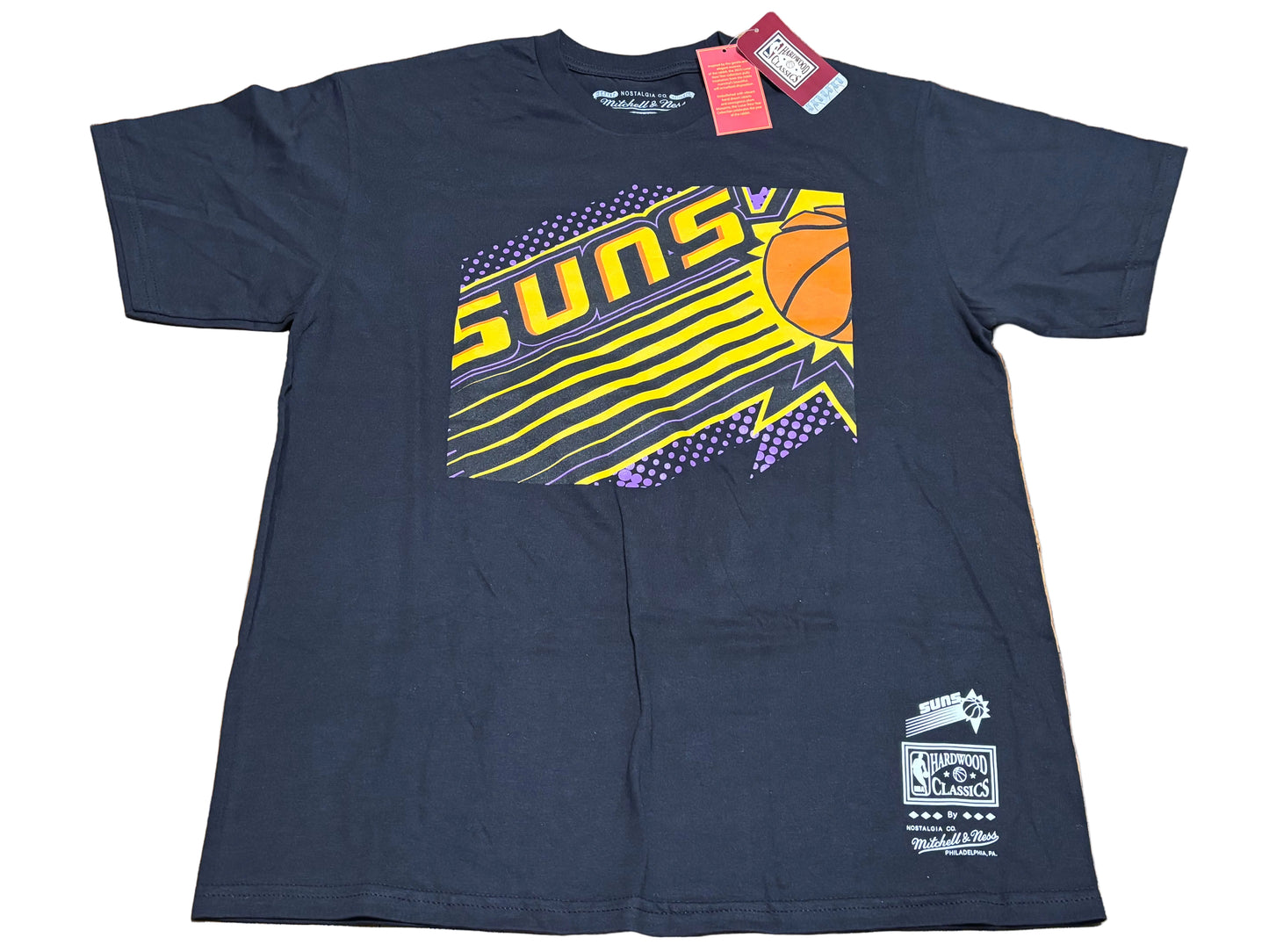 Phoenix Suns Mitchell & Ness NBA Retro Hardwood Classic HWC Big Face 7.0 Black Shirt Mens L Large New NWT