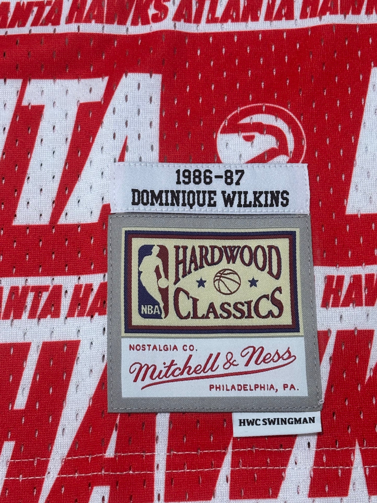 Dominque Wilkins Atlanta Hawks Mitchell & Ness Hardwood Classic HWC NBA Retro Swingman 1986-87 Team Wrap Red White Jersey Men’s Large L New NWOT