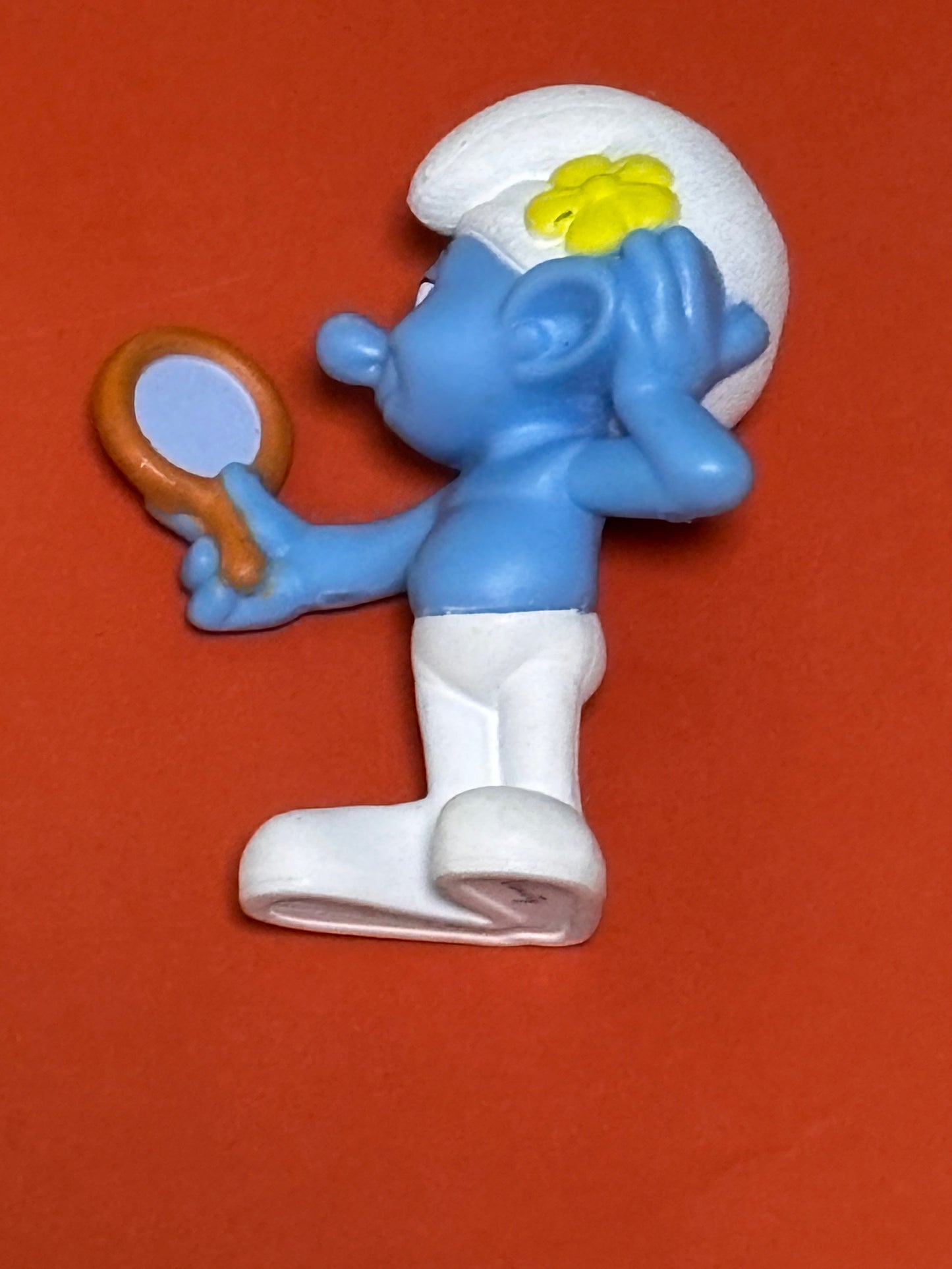 Peyo Vanity Smurf w/Mirror Admiring 3" Tall Peyo 2011 Figure McDonalds