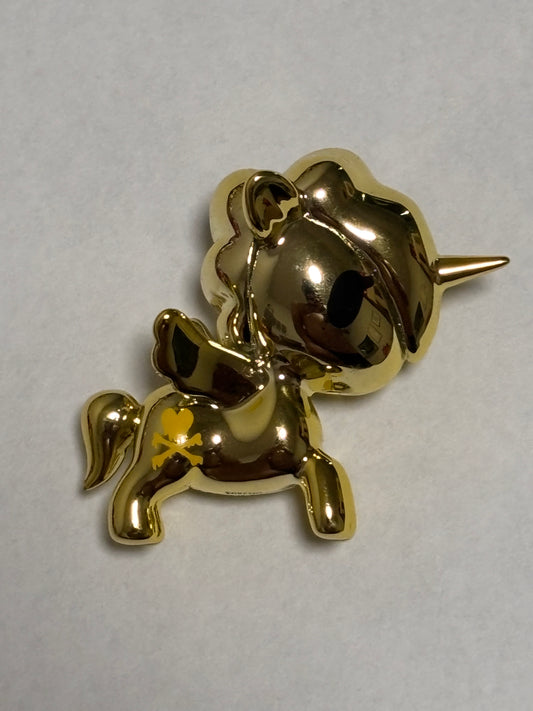 Tokidoki Toki Unicorn Unicorno Lite Liquid Chrome Series Gold Mini Vinyl Figure 2” Anime