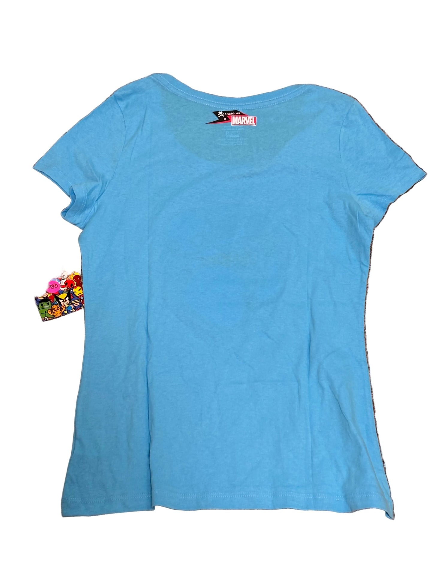 TokiDoki X Marvel Sunset Surfer 2012 Women’s Youth Marvel Pop Tee T Ice Blue Shirt Anime New NWT