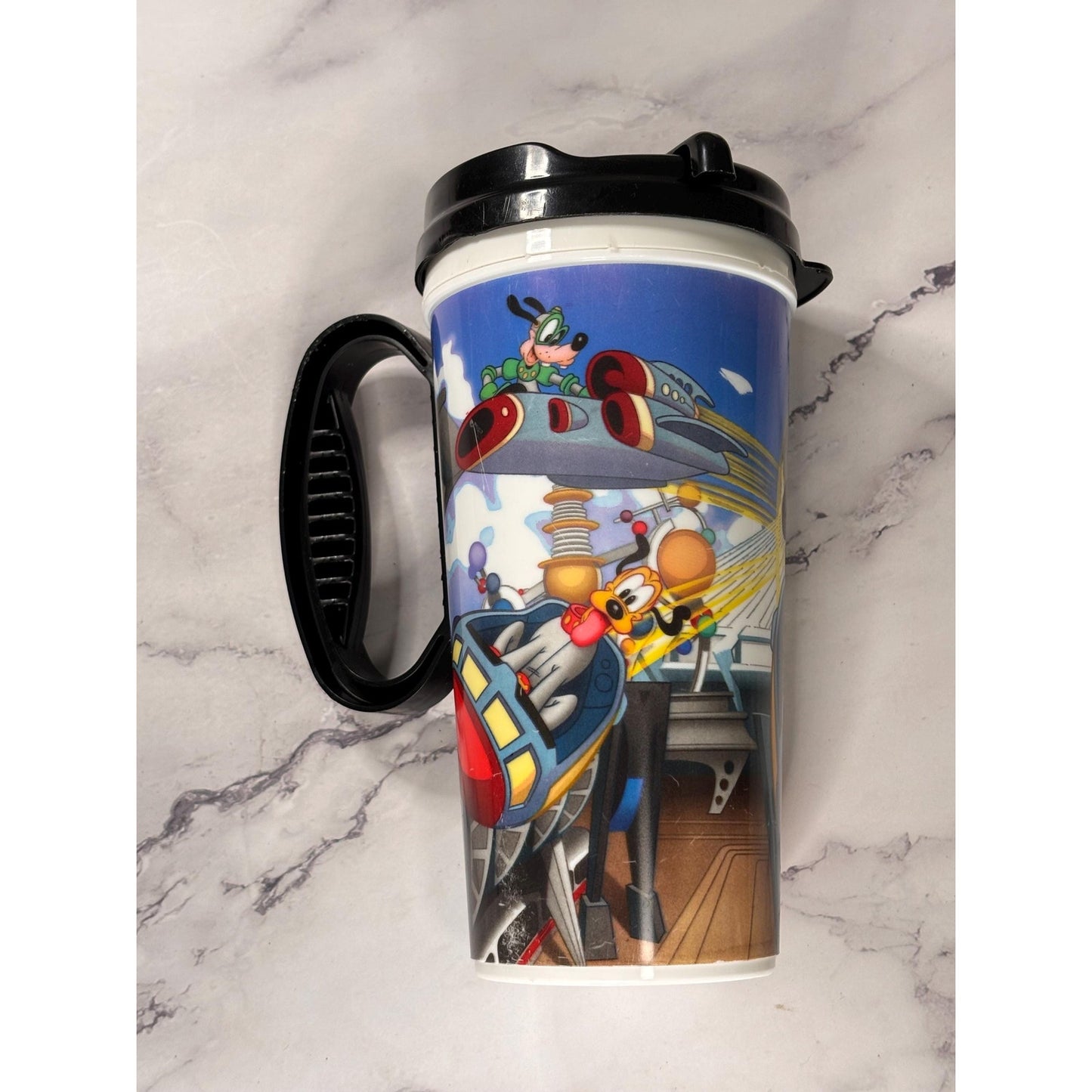 Disney Parks Space Mountain Reusable Cup With Lid Mickey Mouse Goofy Tumbler