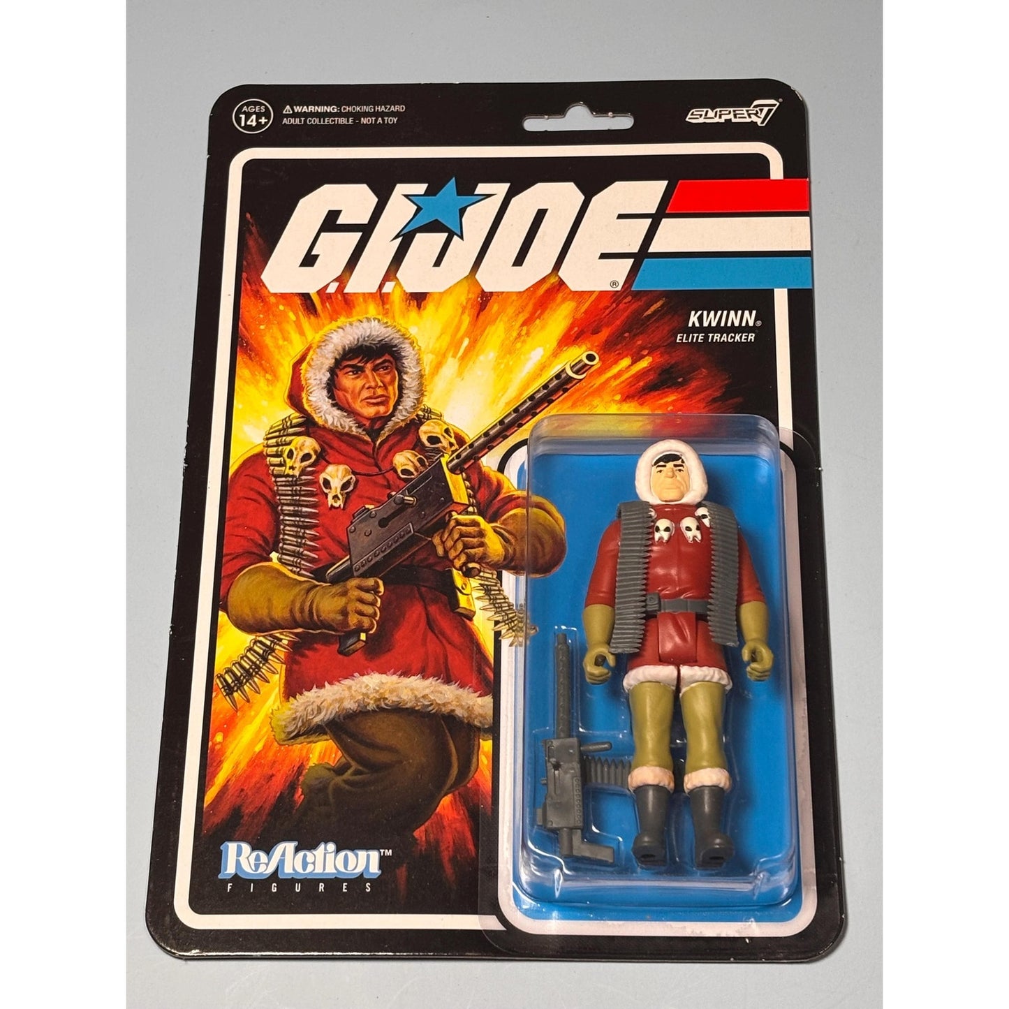 Kwinn G.I. Joe Elite Tracker Retro Action Figure 3.75" Reaction Toy Super7 2021