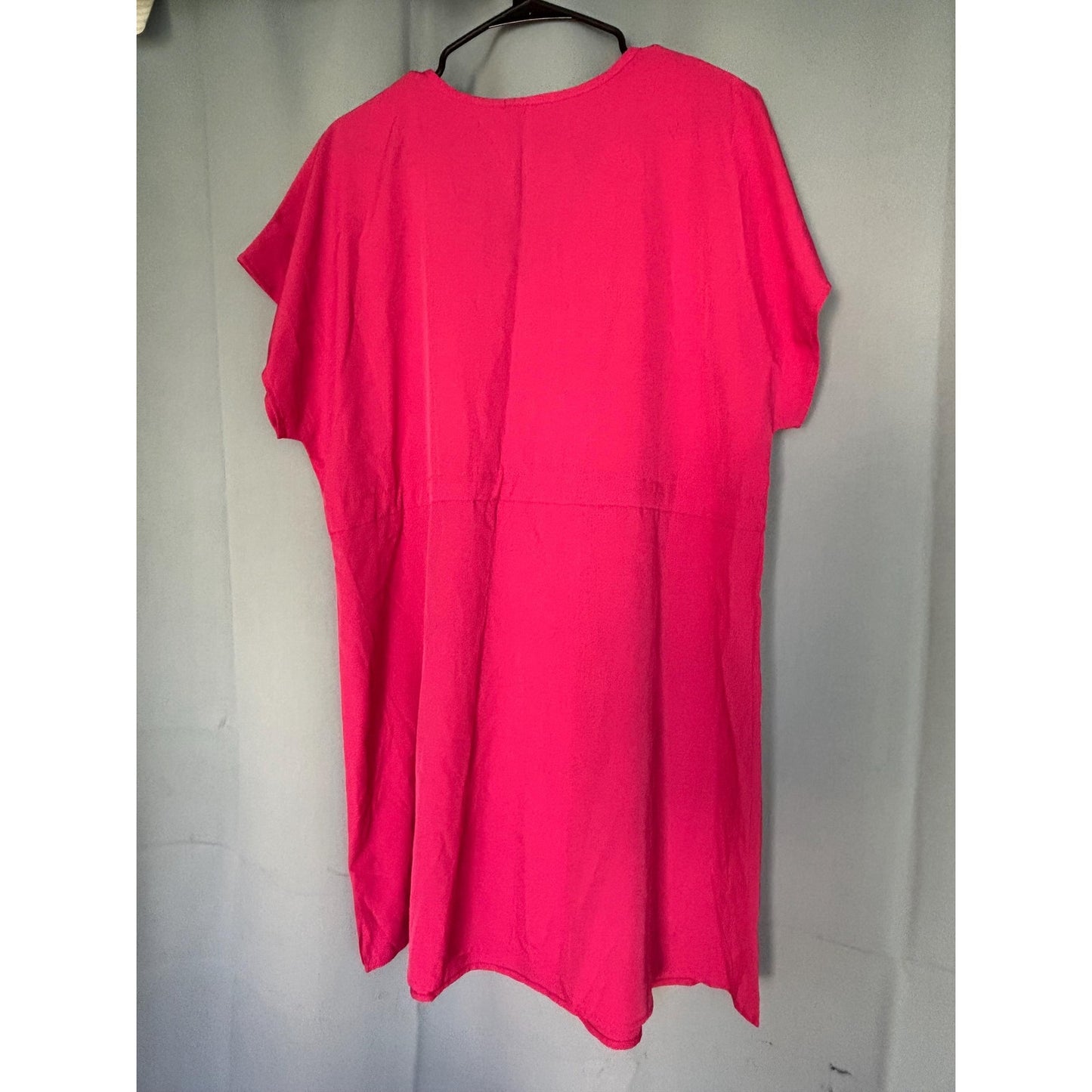 Ekouaer Womens Swimsuit Coverup V Neck Beach Bathing Tie Waist Dress Pink L NWT