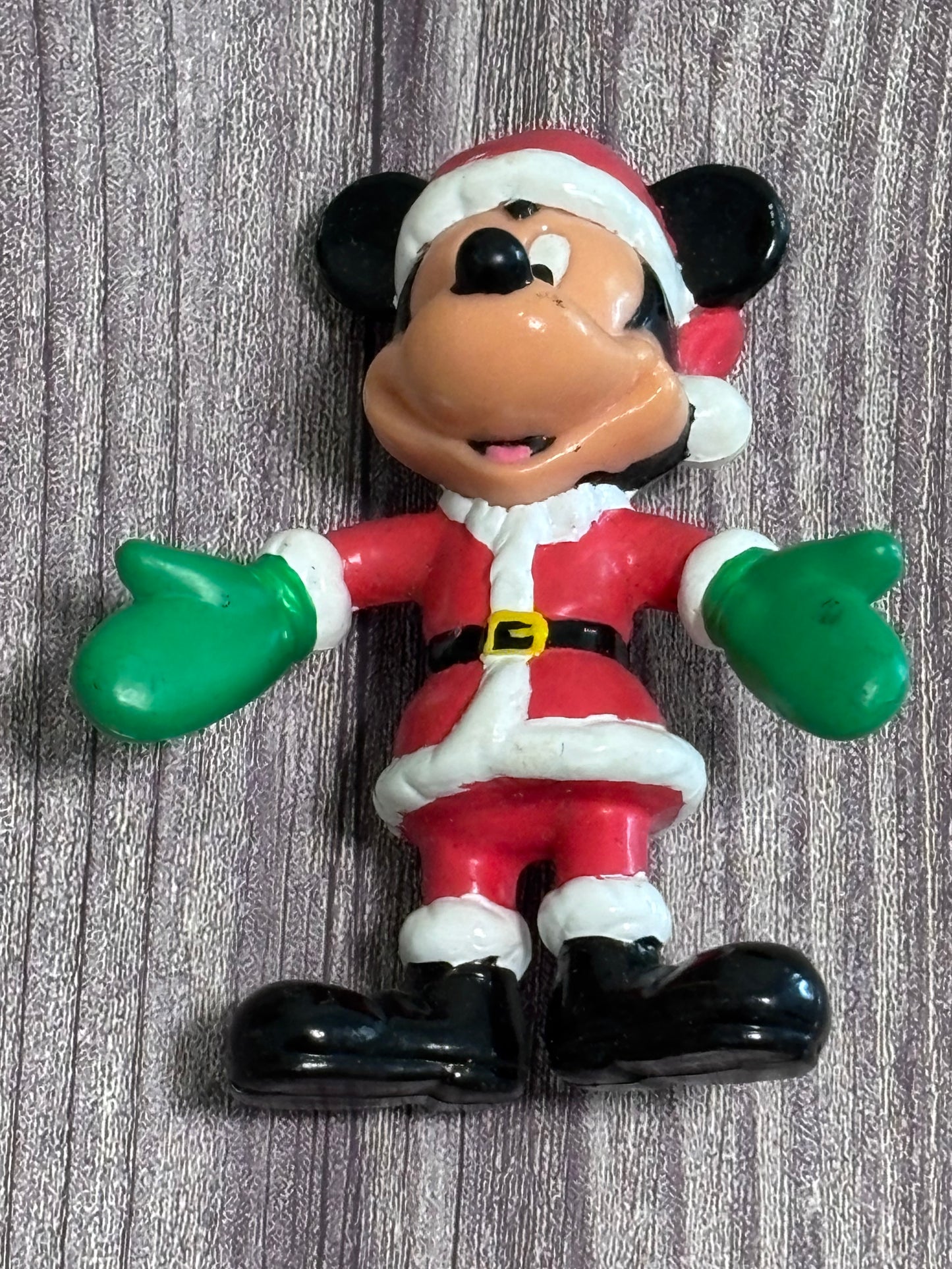 Vintage 1990s Disney Bendable PVC Mickey Mouse Christmas Figure 3.5" Toy Figure