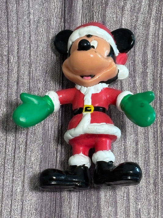 Vintage 1990s Disney Bendable PVC Mickey Mouse Christmas Figure 3.5" Toy Figure