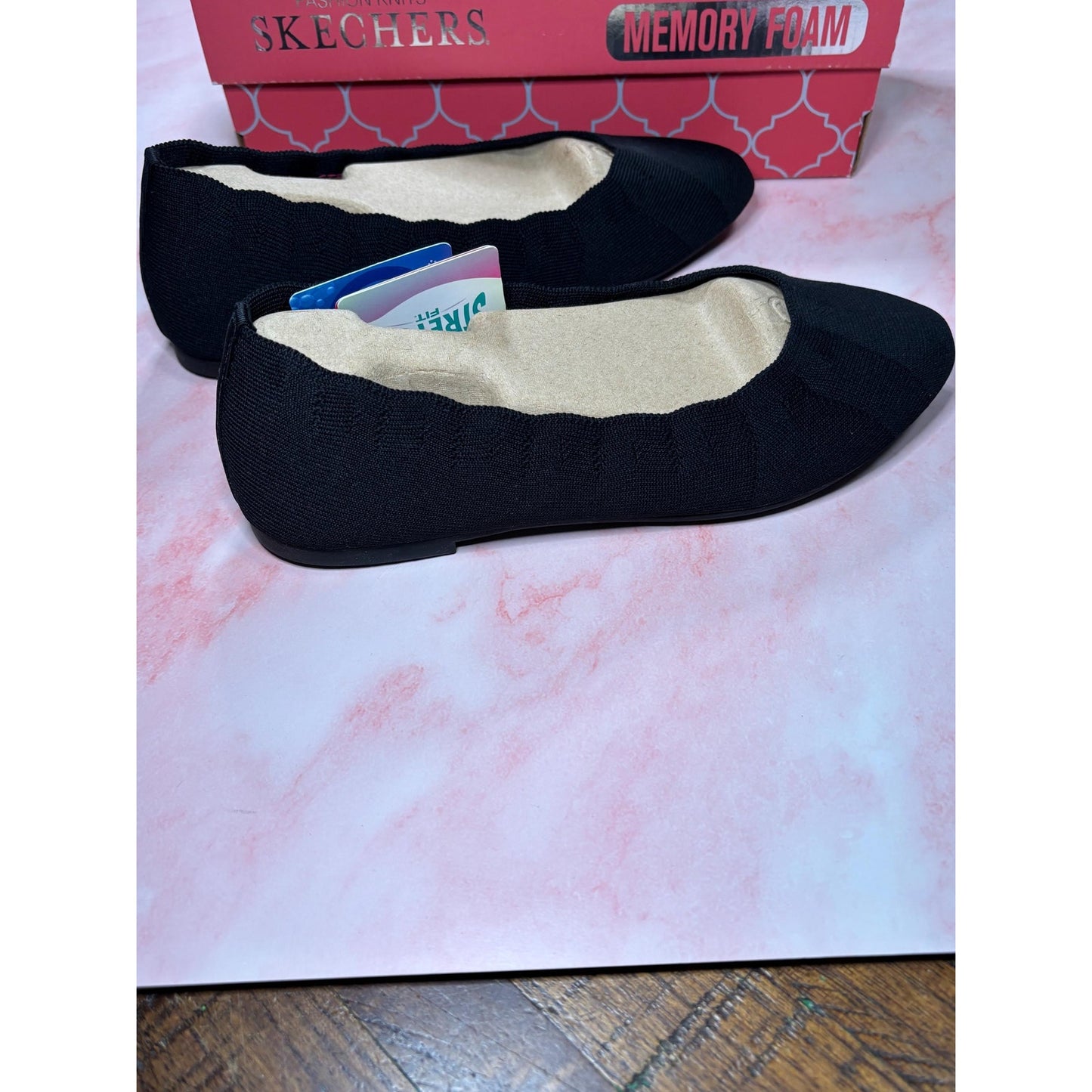 Sketchers Woman’s Cleo Bewitch Ballet Flat Black Size 6 Wide Vegan 48885W Black
