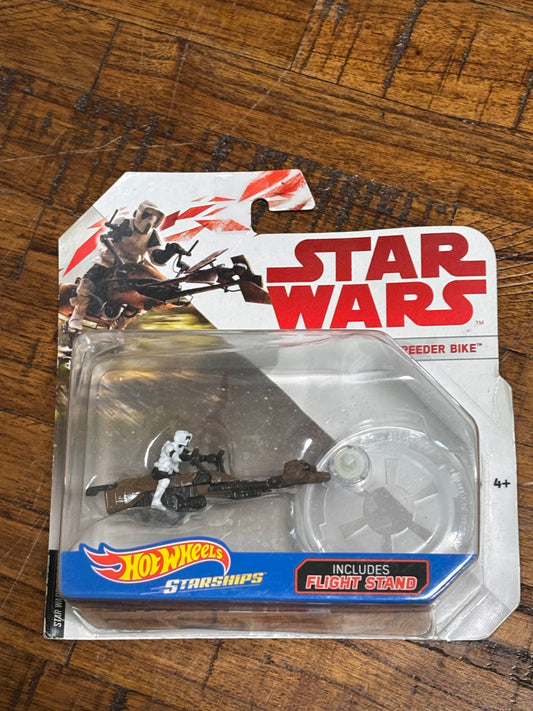 Disney Hot Wheels Starships Mattel Star Wars with Flight Stand 2017 Speed Biker Die Cast New