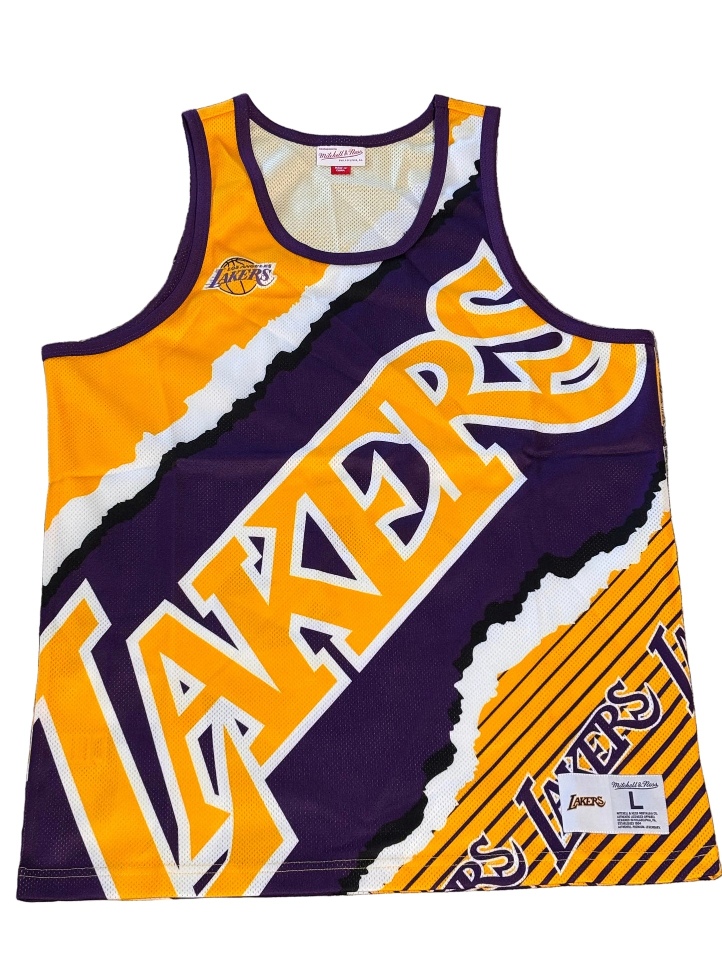 Los Angeles LA Lakers Mitchell & Ness Nba Jumbotron 2.0 Sublimated Tank Top Jersey Mens Purple & Gold L Large New NWOT