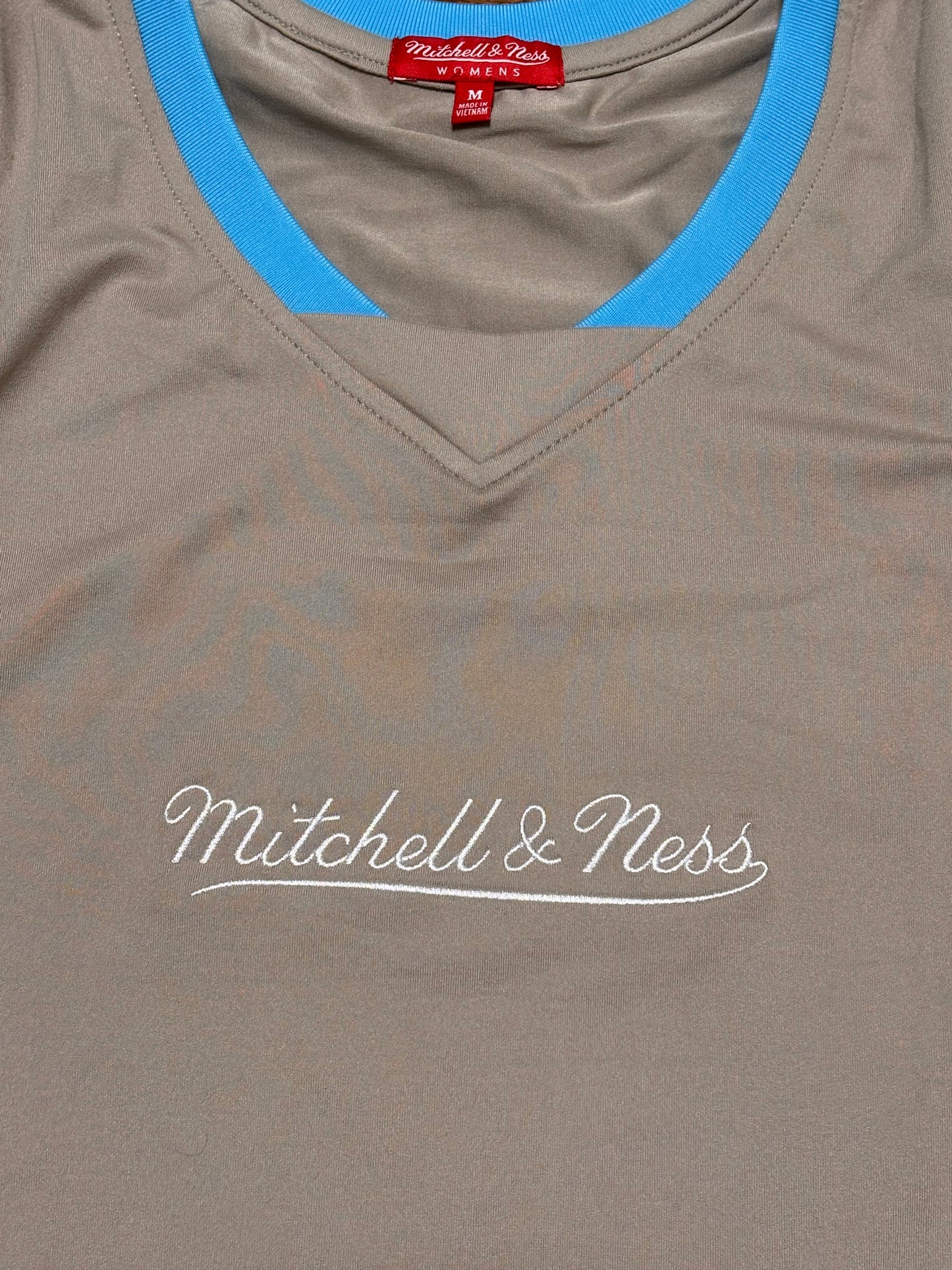 Mitchell & Ness Branded Basketball Jersey Sleeveless Dress Tank Beige Brown Gray Blue Women’s Medium M New NWOT