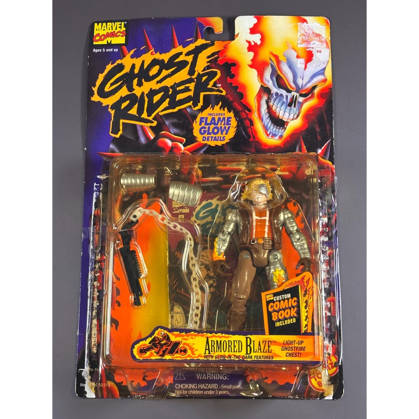 Vintage 1995 Toy Biz Marvel Comics Ghost Rider Blaze Glow in the Dark Figure New