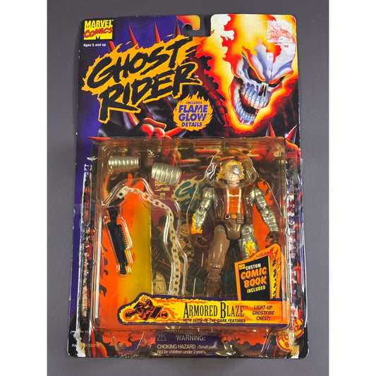Vintage 1995 Toy Biz Marvel Comics Ghost Rider Blaze Glow in the Dark Figure New