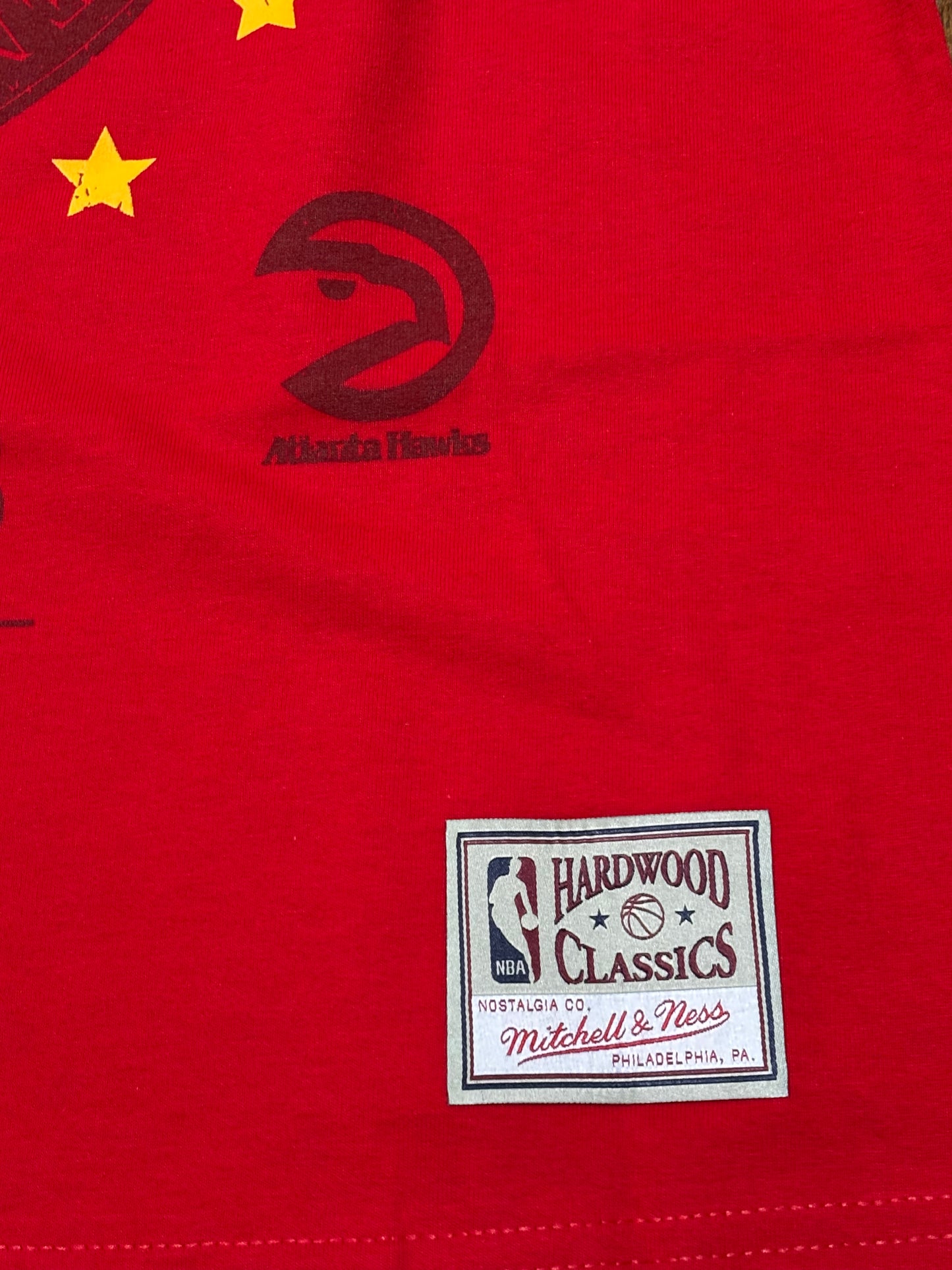 Atlanta Hawks Mitchell & Ness Hardwood Classic HWC NBA Retro Oversized Long Sleeve T Shirt Red Women’s Medium M New NWT
