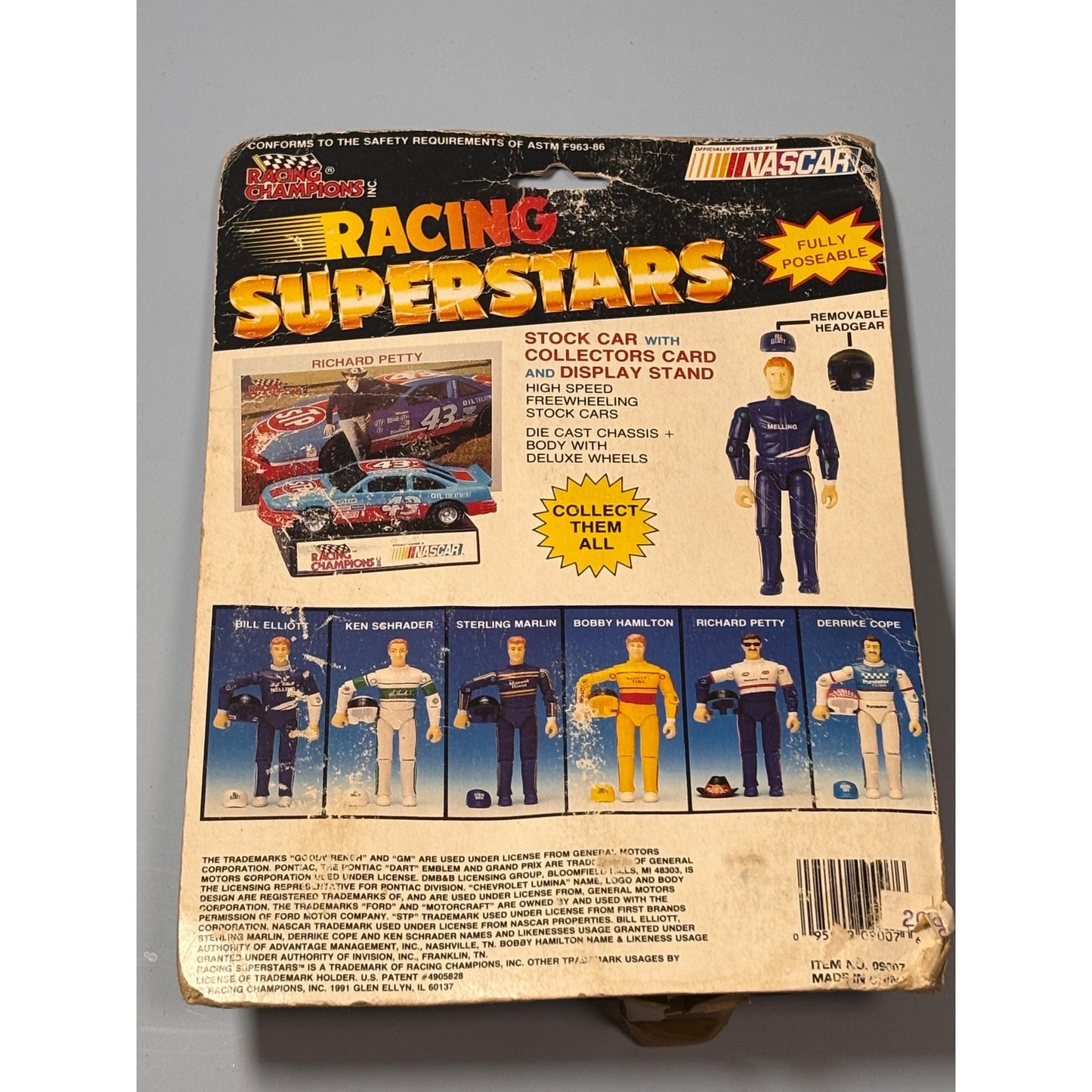 Racing Champions 1991 Bobby Hamilton 68 Racing Superstars Action Figure Car Card