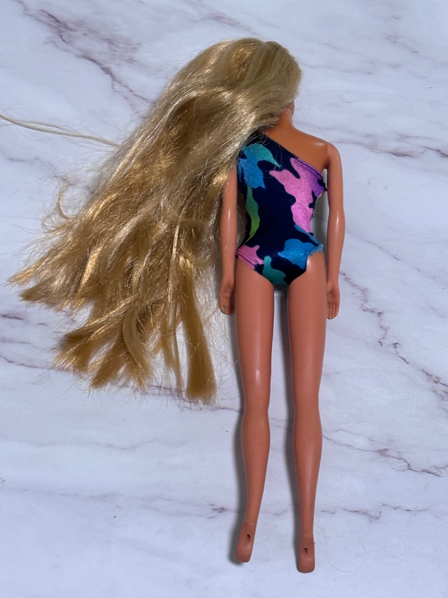 Vintage 1986 Tropical Barbie Doll 1017 One Shoulder Swimsuit Superstar Face