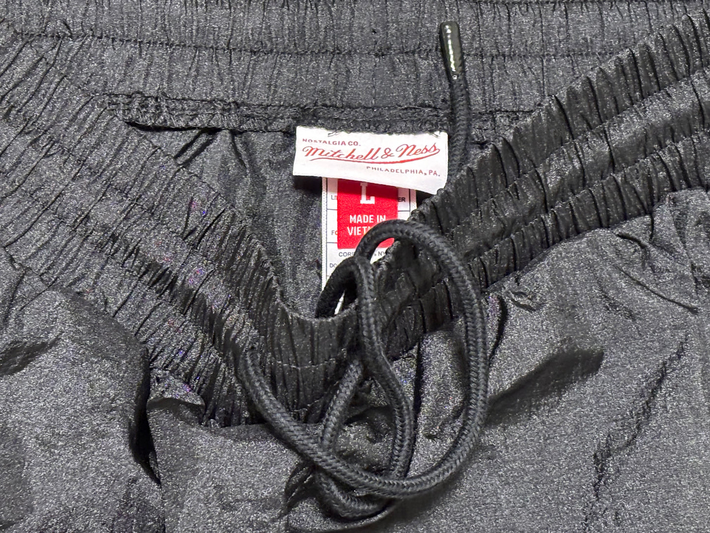 Mitchell & Ness Branded Windbreaker Track Jogger Pants Drawstring Black Men’s Large L New NWOT