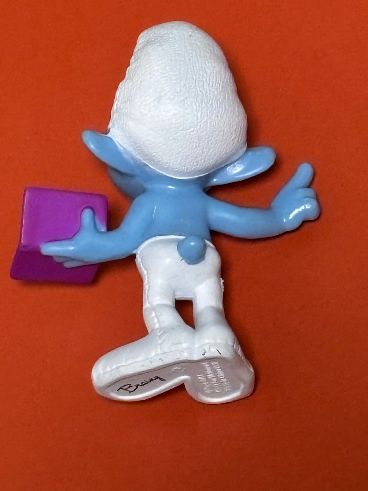 Peyo Brainy Blue White Humor 3" Smurf Figurine with Glasses & Book