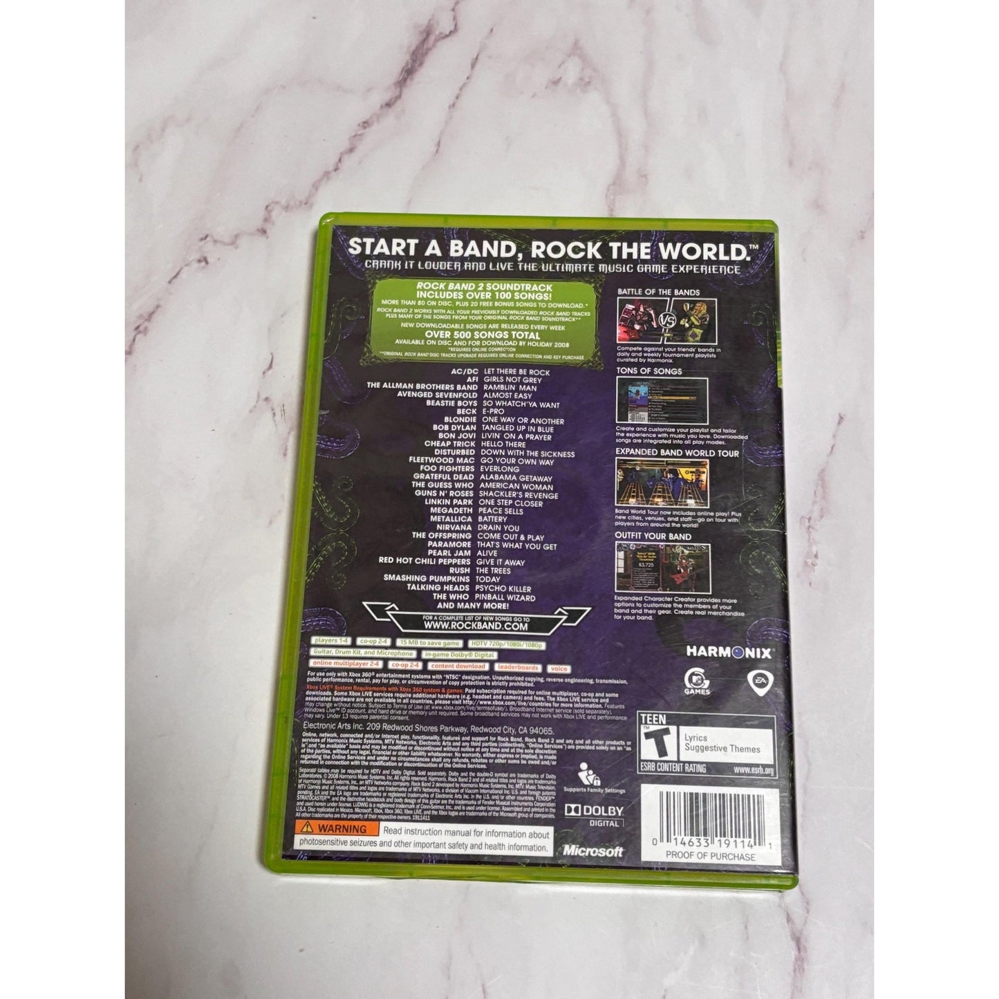 Rock Band 2 Microsoft Xbox 360, 2008, Complete with Manual
