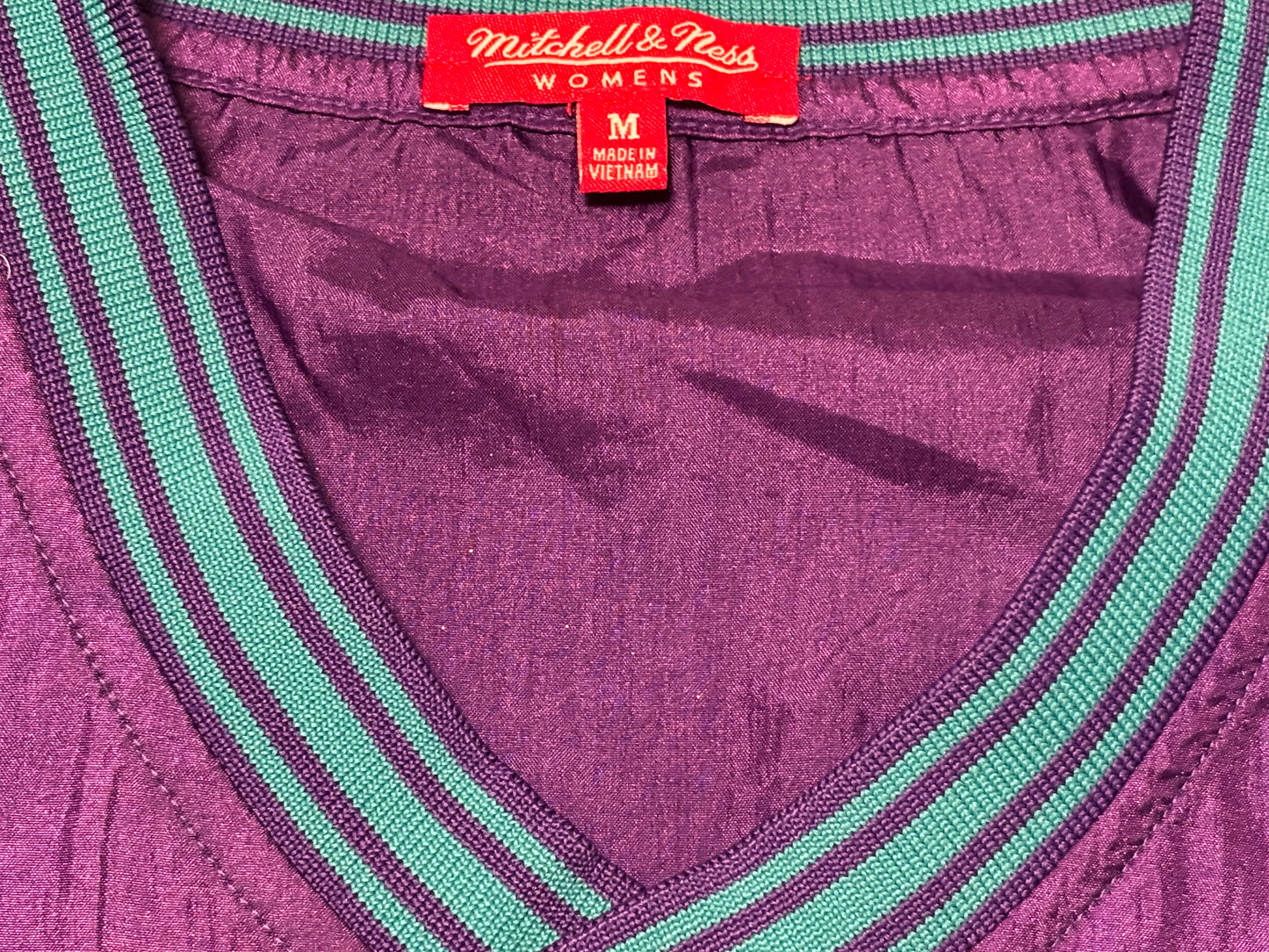Utah Jazz Mitchell & Ness NBA Retro Hardwood Classic HWC Pullover Long Sleeve Wind Breaker Jacket Women’s Purple Teal Medium M New NWOT