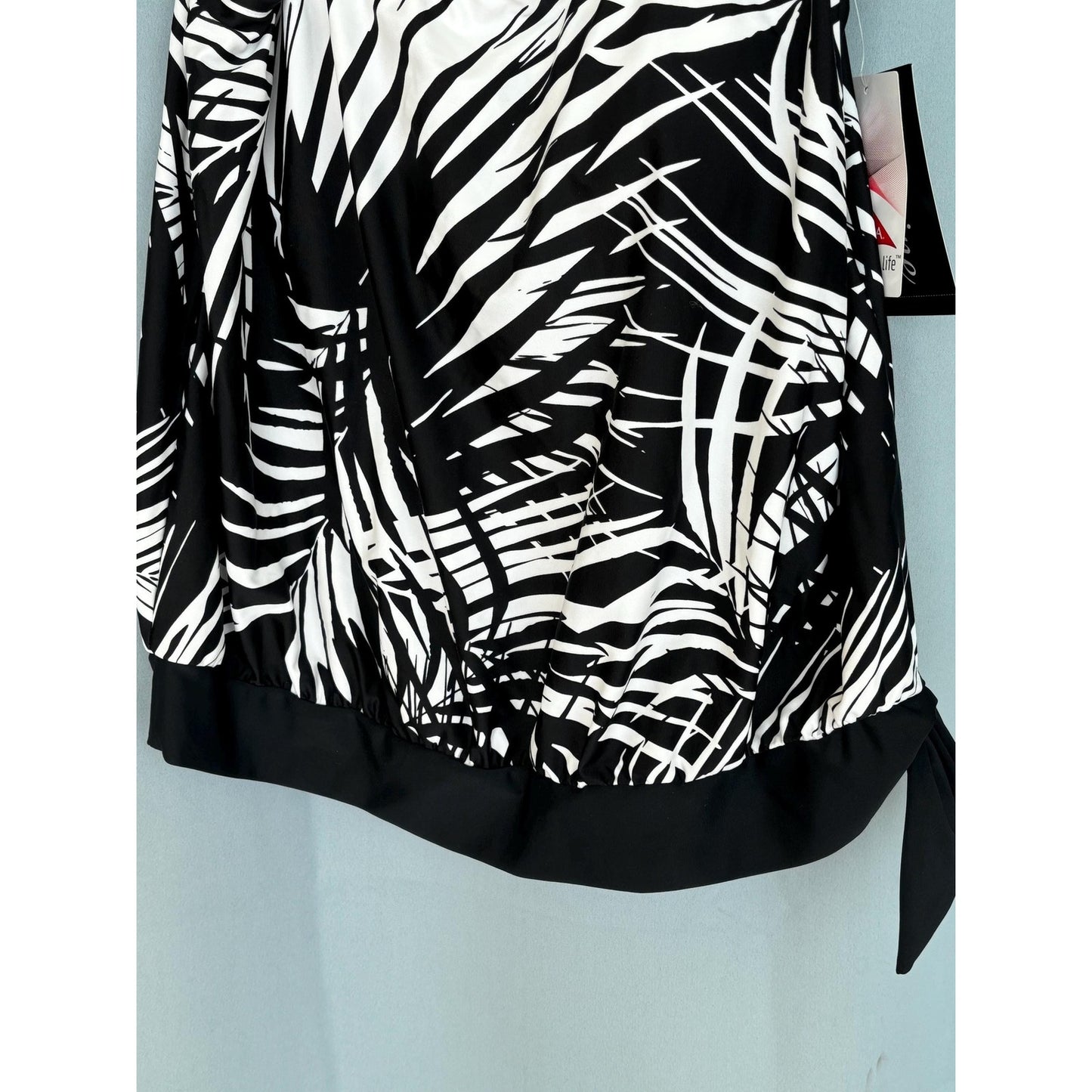 Maxine Of Hollywood Shadow Palms Scoop Blouson Tank Top Swimsuit 14 NWT