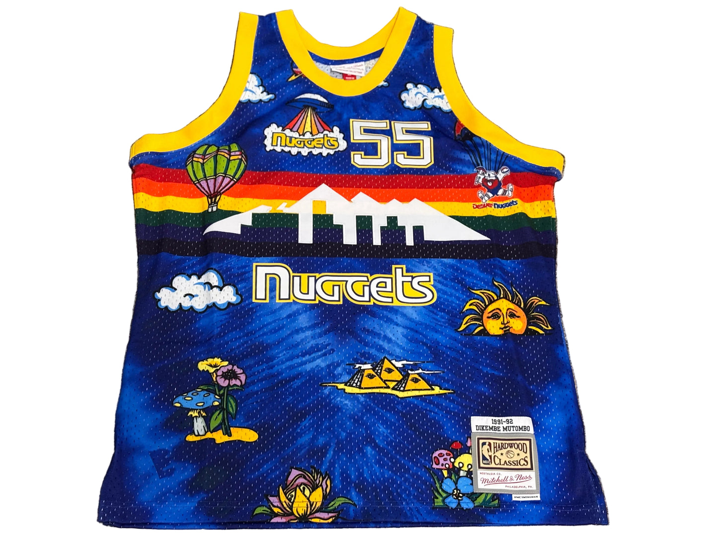 Denver Nuggets #55 Mitchell & Ness NBA Dikembe Mutombo HWC 1991-92 Hardwood Classic Swingman Blue Jersey Men’s L Large NWOT New