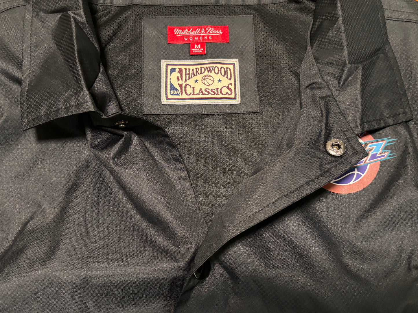 Utah Jazz Mitchell & Ness NBA Retro Hardwood Classic HWC Cropped Full Button Snap Long Sleeve Jacket Women’s Black Medium M New NWOT