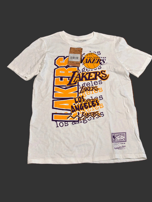 Los Angeles LA Lakers Mitchell & Ness Nba Retro Hardwood Classic HWC Shirt White Youth Kids Medium M 10-12 New NWT