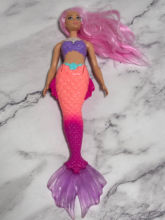 Mattel Barbie Mermaid 13" Doll Pink Hair Pink Orange Purple Fins 2021 Dreamtopia