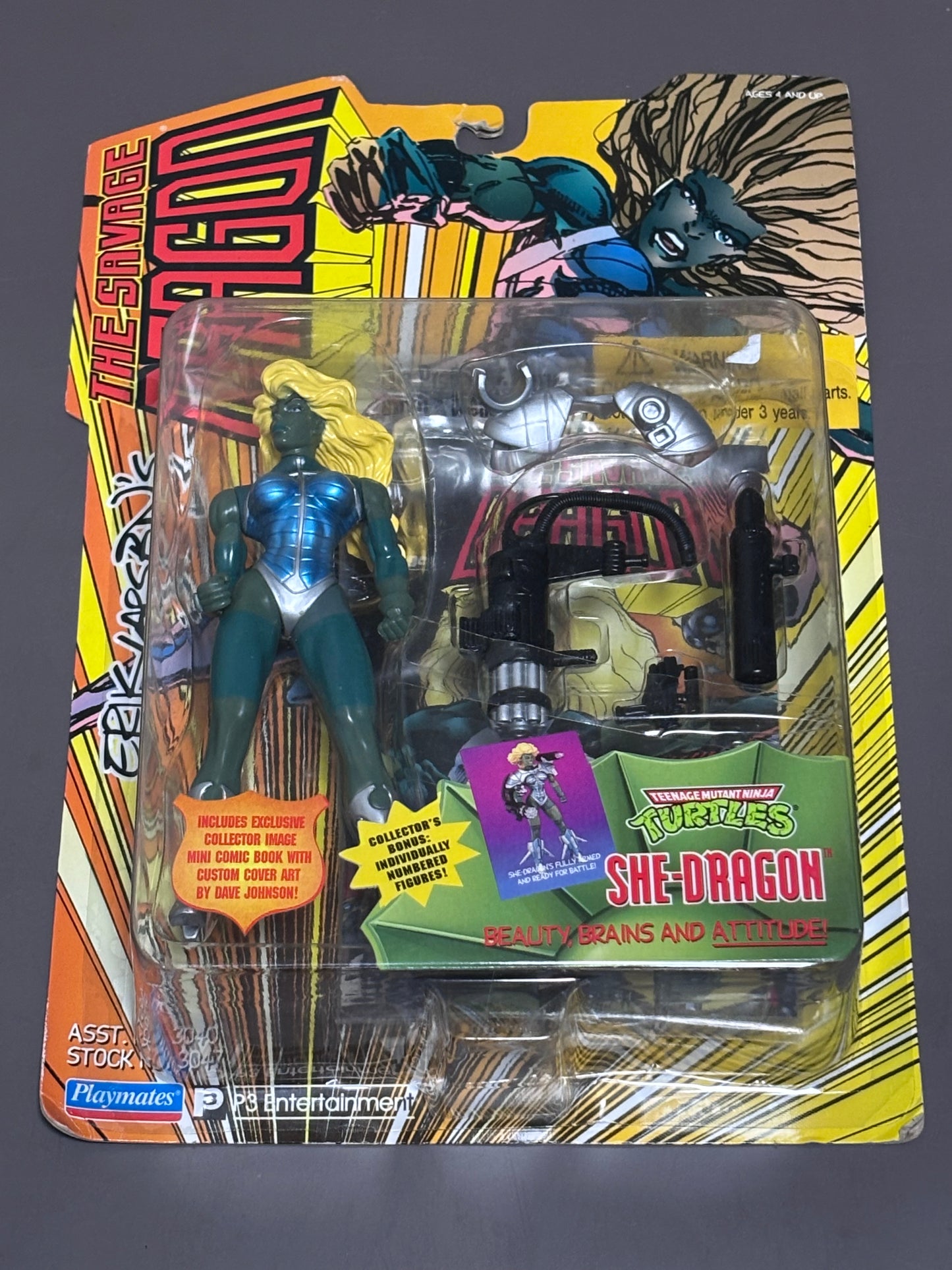 Savage Dragon She Dragon 1995 Playmates Action Figure On Card Mutant Turtles