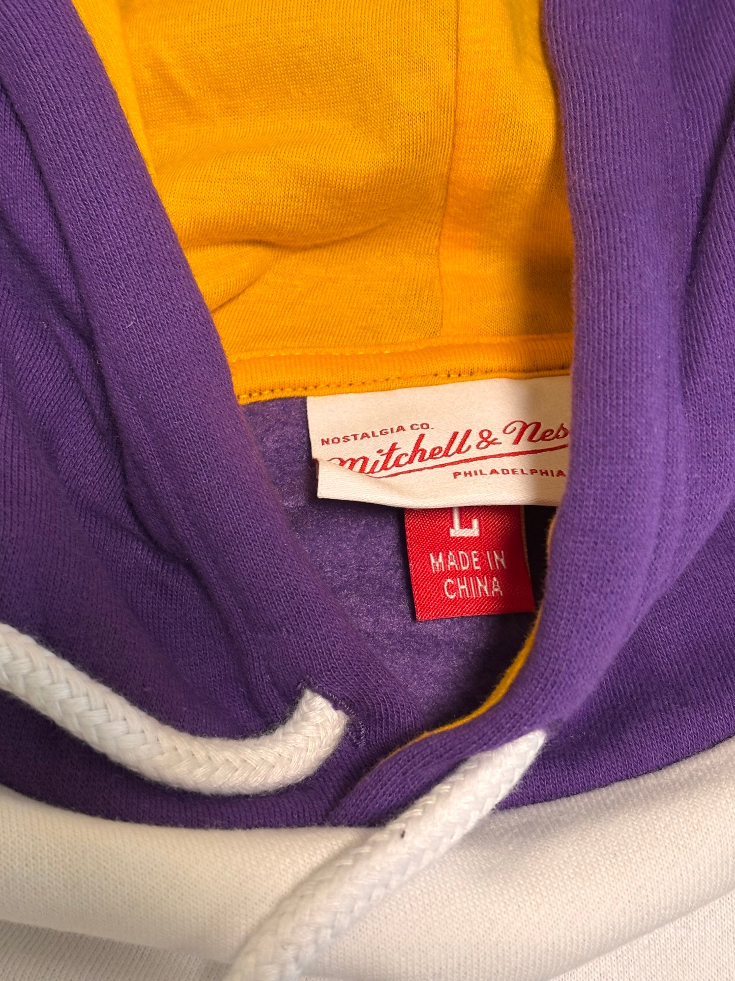 Los Angeles LA Lakers Mitchell & Ness HWC Hardwood Classic Nba Retro Fusion 2.0 Colorblock Pullover Hoodie Men’s Large L New NWOT