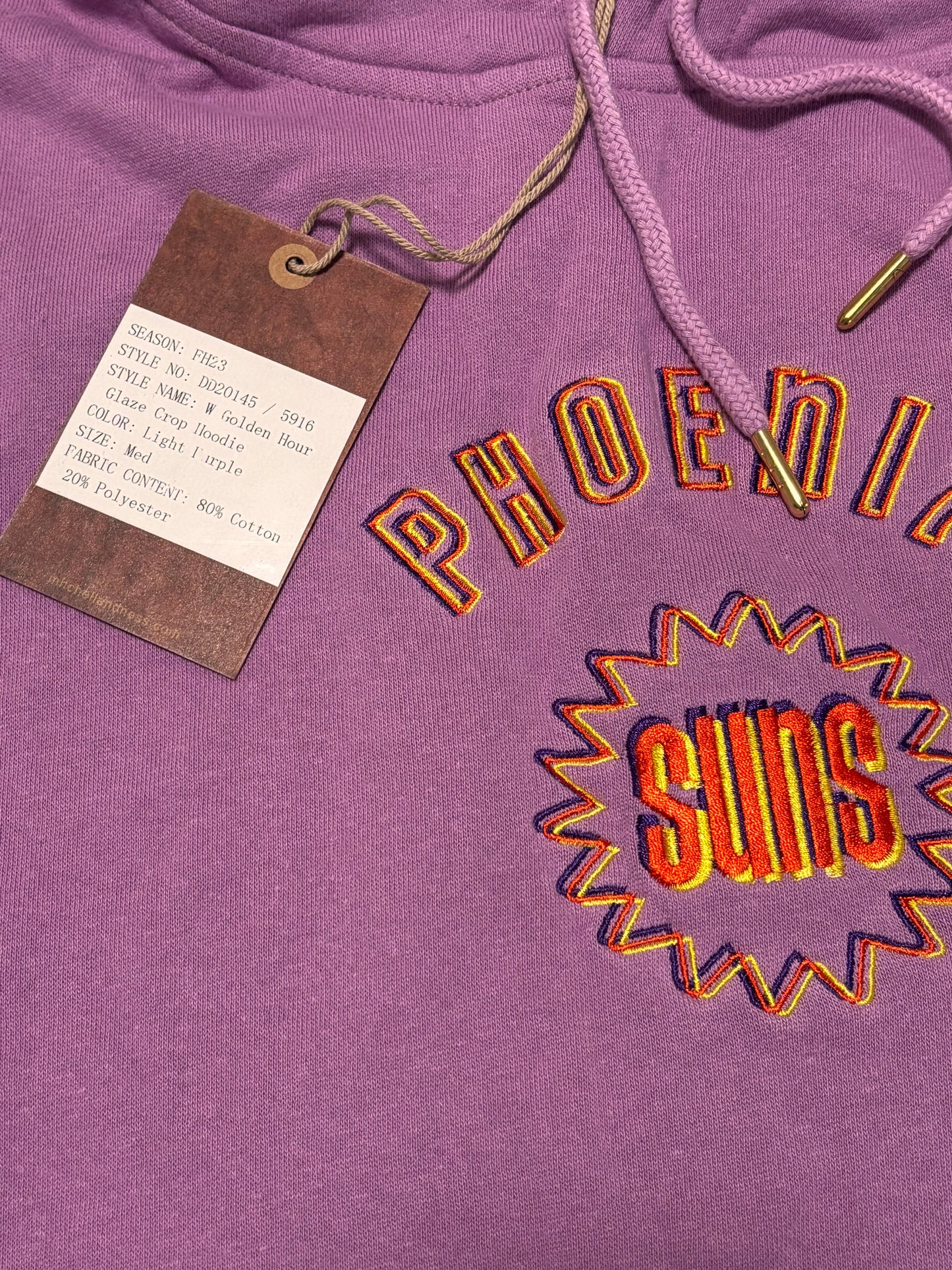 Phoenix Suns Mitchell & Ness NBA Retro Hardwood Classic HWC Golden Hour Glaze Crop Hoodie Pullover Light Purple Women’s Medium M New NWT
