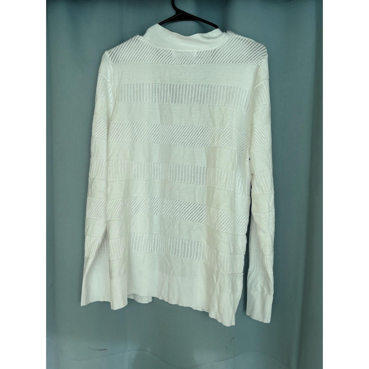 Karen Scott Womens Bright White Open Front Textured Cardigan Sweater NWT XL