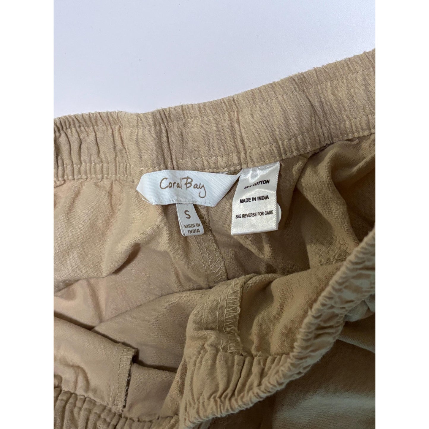 Coral Bay Woman’s Beige Brown Stretch Pants Size Small 100% Cotton NWT