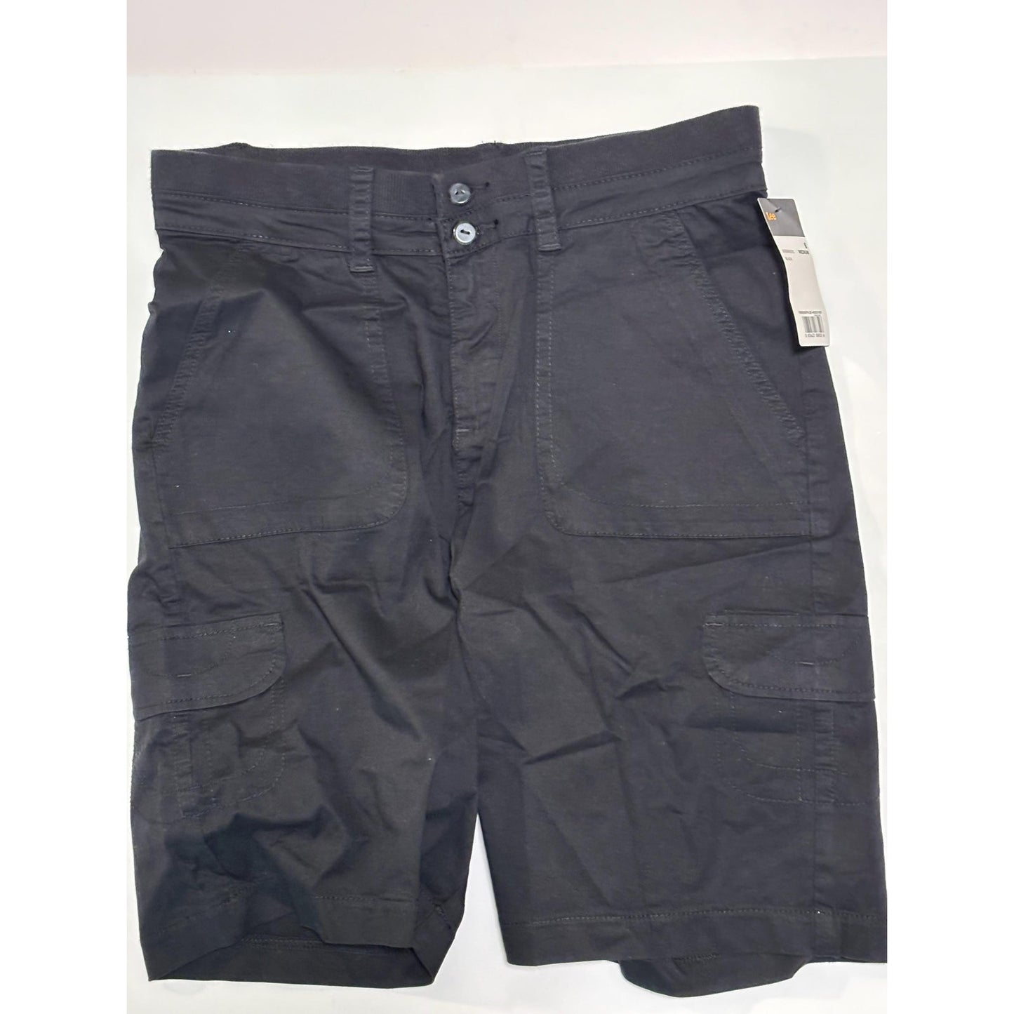 Lee Women Relaxed Fit Avey Knit Waist Cargo Bermuda Short Black 6 NWT