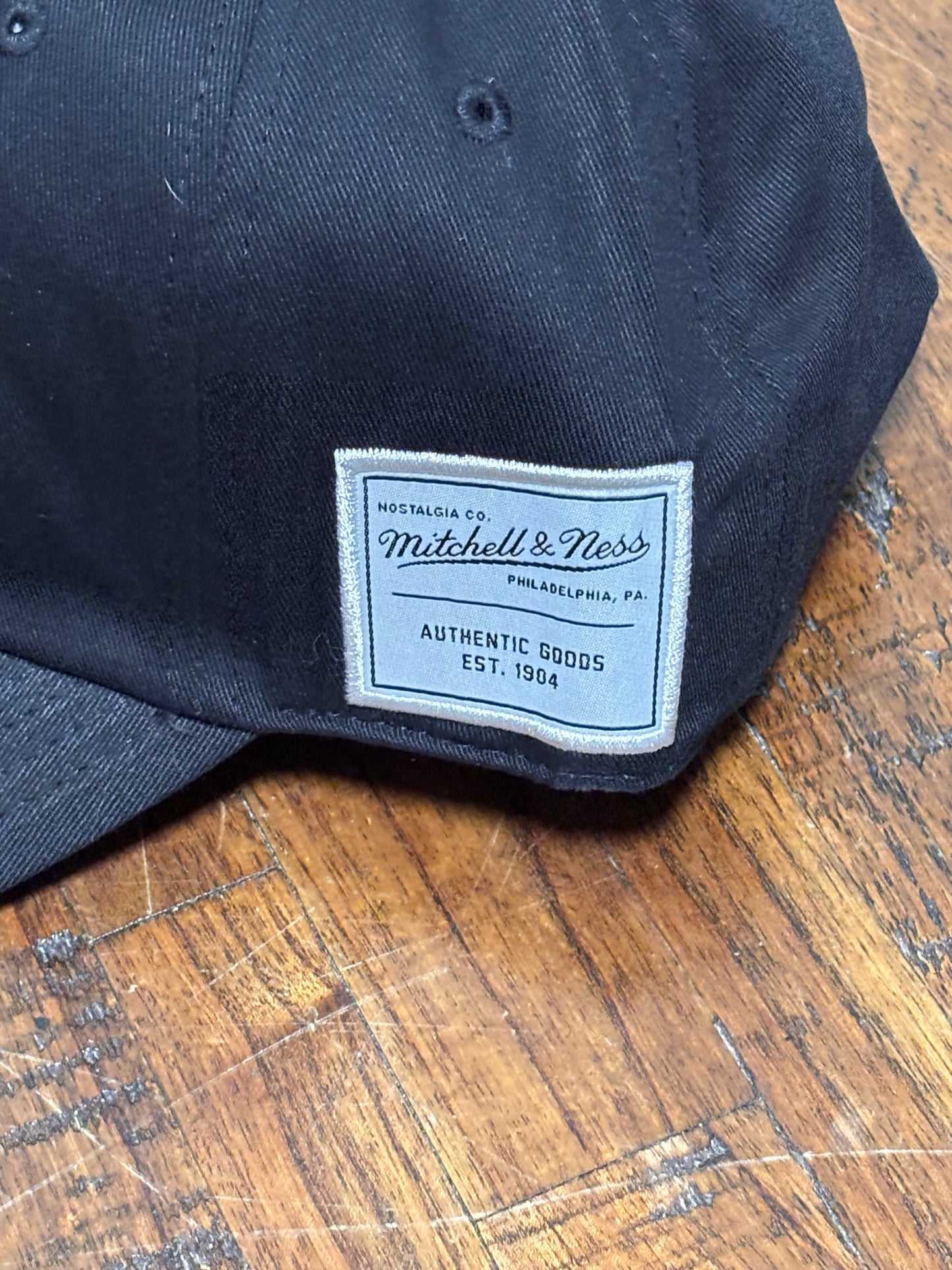 Mitchell & Ness Branded Vintage Pinscript Essential Strapback Adjustable Dad Hat Fit Cap Black Rainbow New