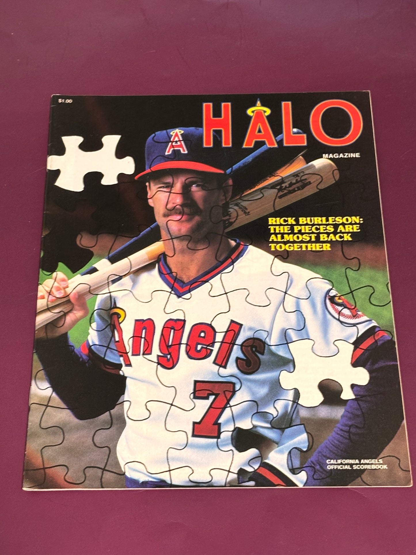 1986 Halo Magazine California Angels Tigers Scorebook Rick Burleson Baseball MLB