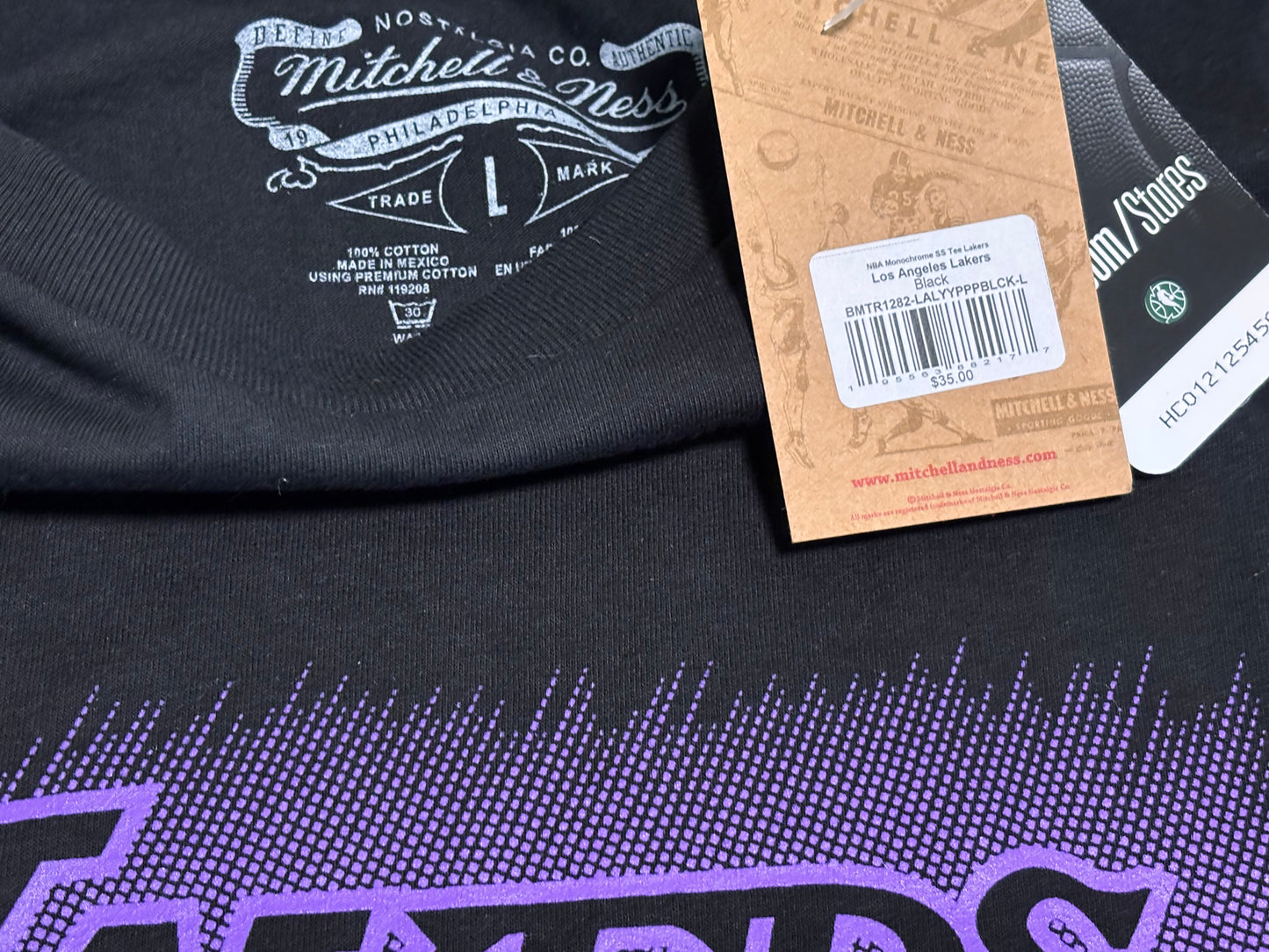 Los Angeles LA Lakers Mitchell & Ness HWC Hardwood Classic Monochrome Nba Retro Short Sleeve Shirt Purple Black Men Large L New NWT