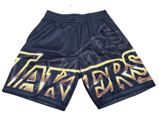 Los Angeles LA Lakers Mitchell & Ness NBA Retro Big Face 4.0 Shorts Black Gold Men’s Large L New NWOT